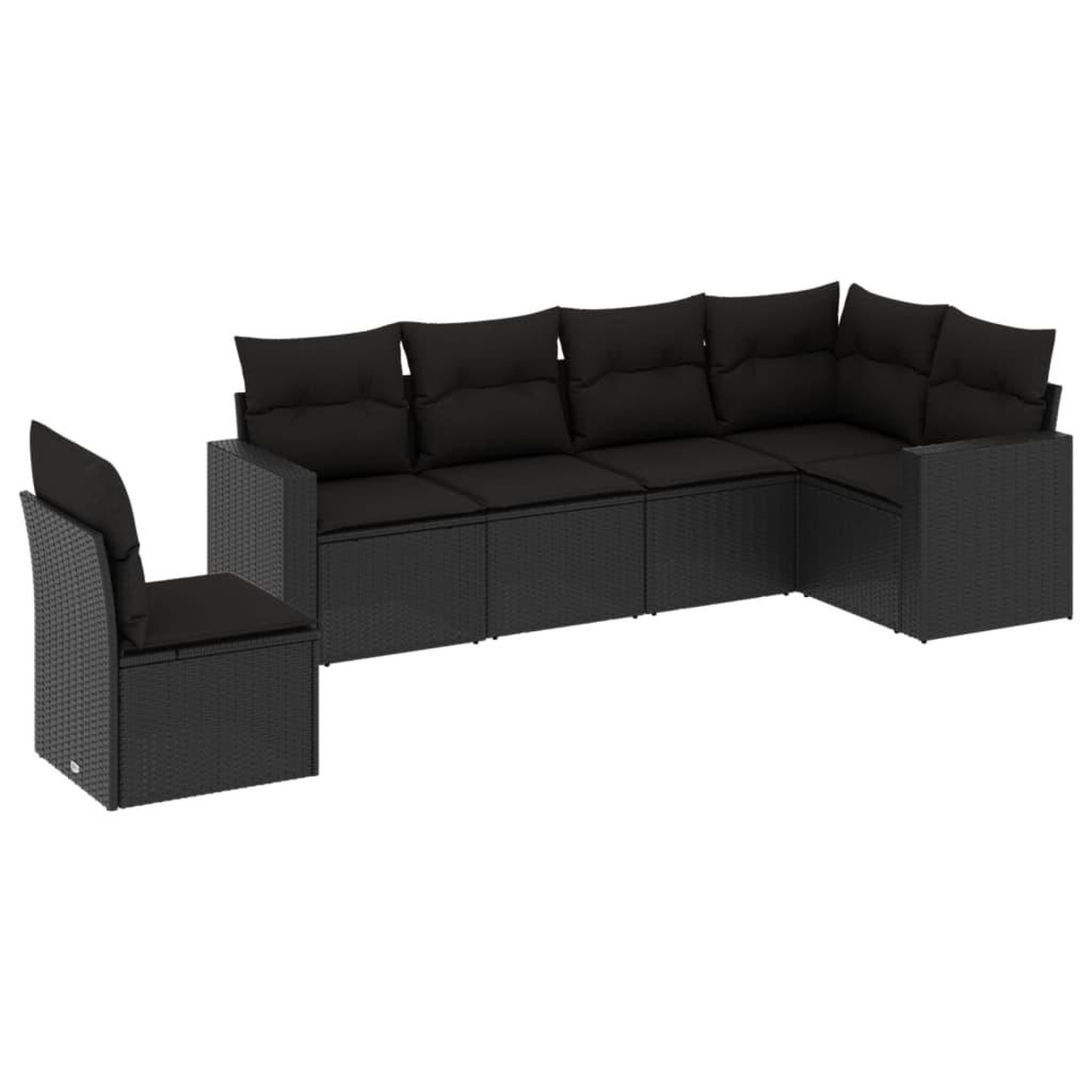 Voir la diapositive 2 : VIDAXL Salon de jardin 6 pcs avec coussins noir resine tressee
