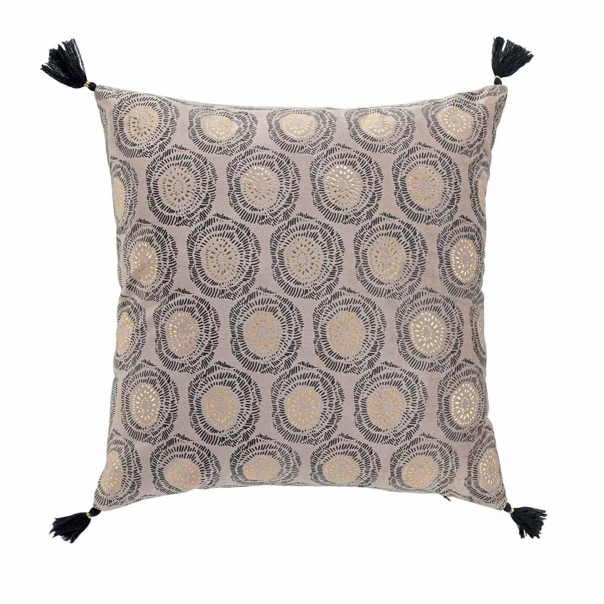 Douceur d'Intérieur Coussin déco à pompons  onyxia  45x45cm naturel