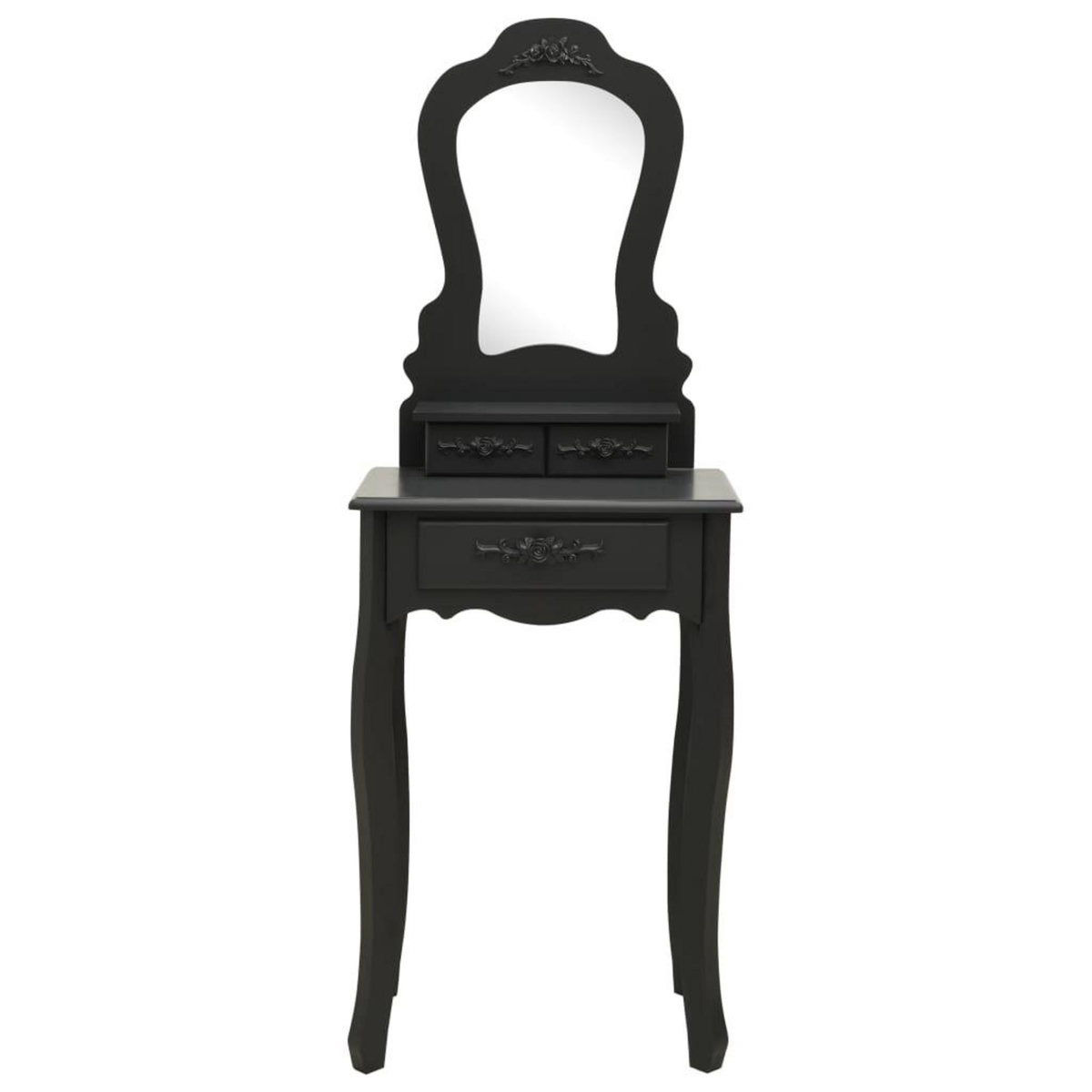 VIDAXL Ensemble de coiffeuse avec tabouret Noir 50x59x136 cm Paulownia