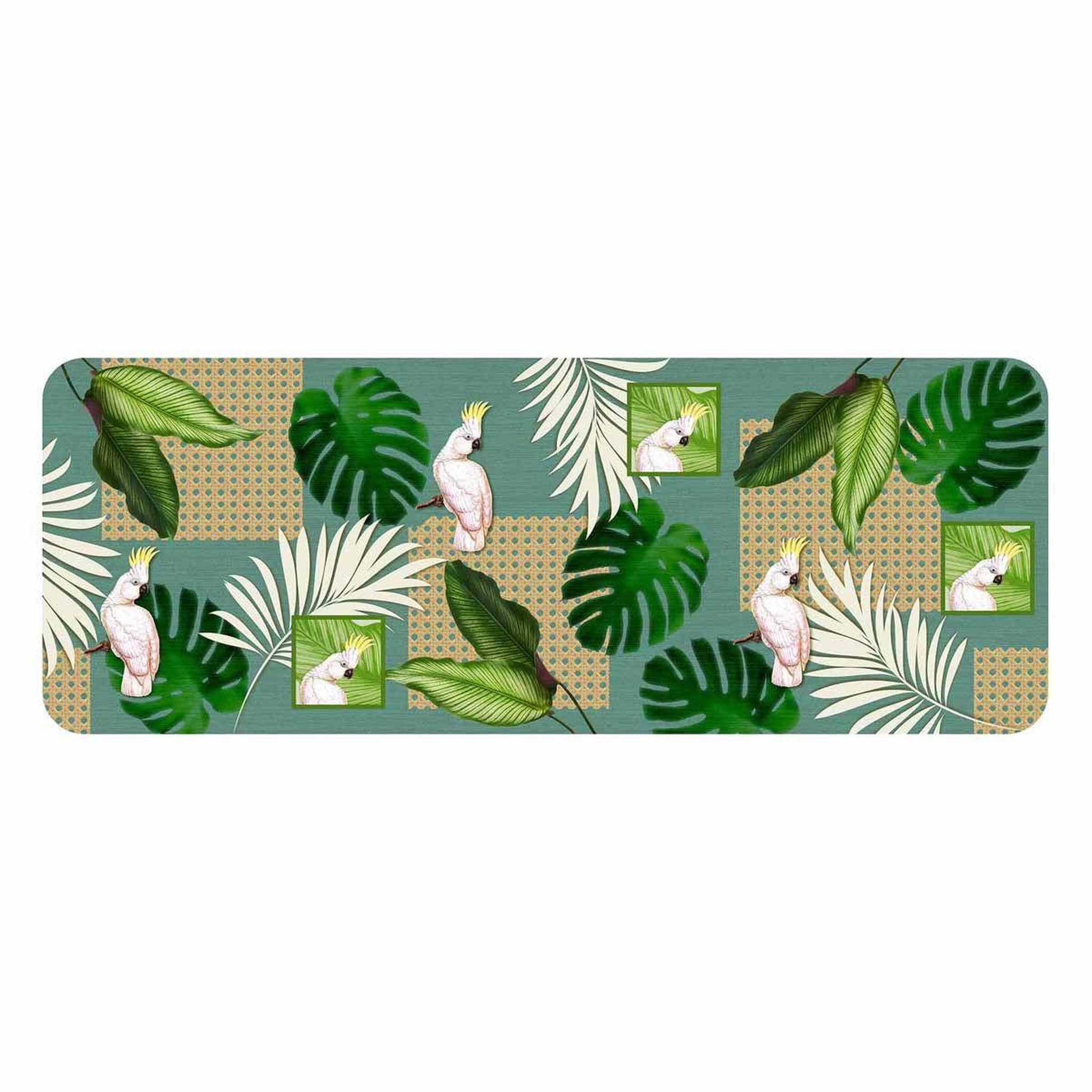 Douceur d'Intérieur Tapis d'entrée imprimé  cacatoes  45x120cm vert