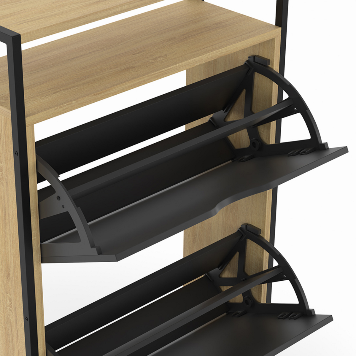 ID MARKET Meuble à chaussures 12 paires BOSTON 2 portes avec étagère supérieure design industriel