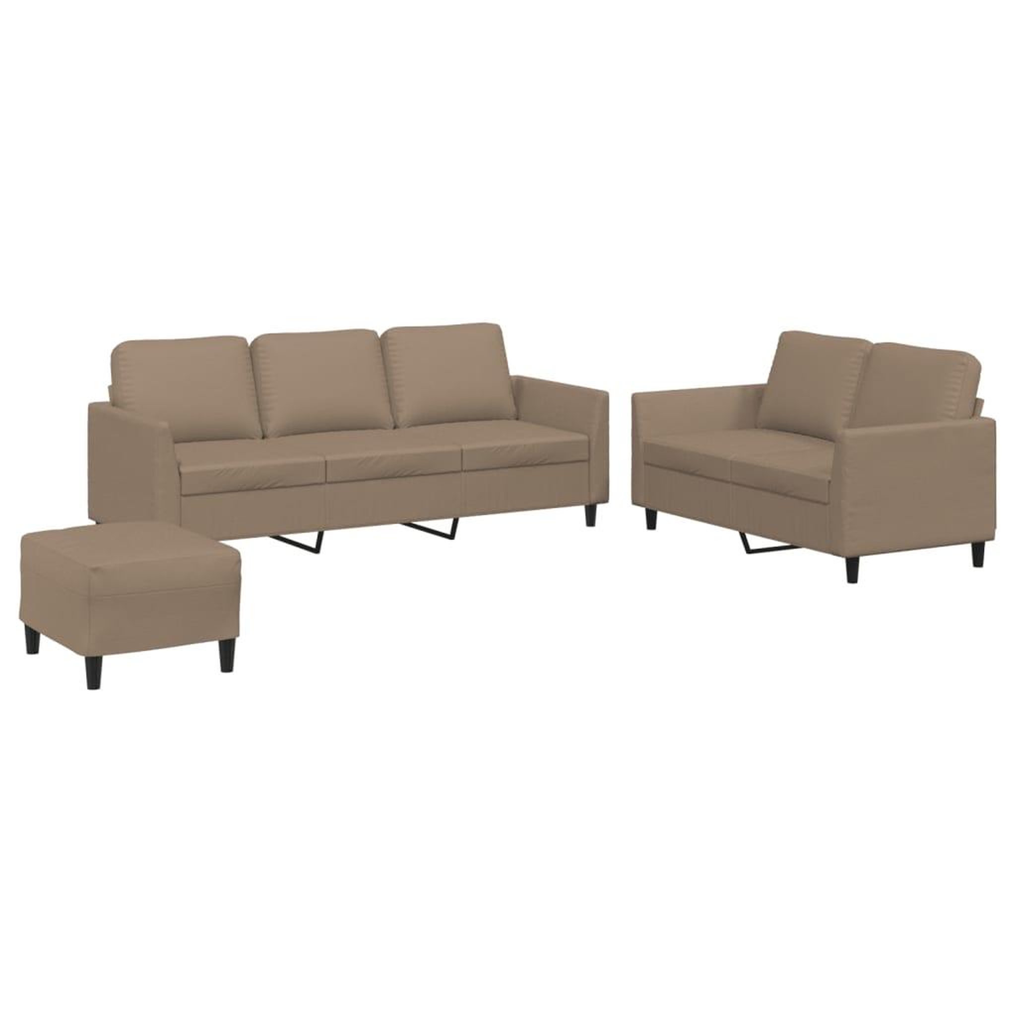 Voir la diapositive 2 : VIDAXL Ensemble de canapes 3 pcs avec coussins Cappuccino Similicuir