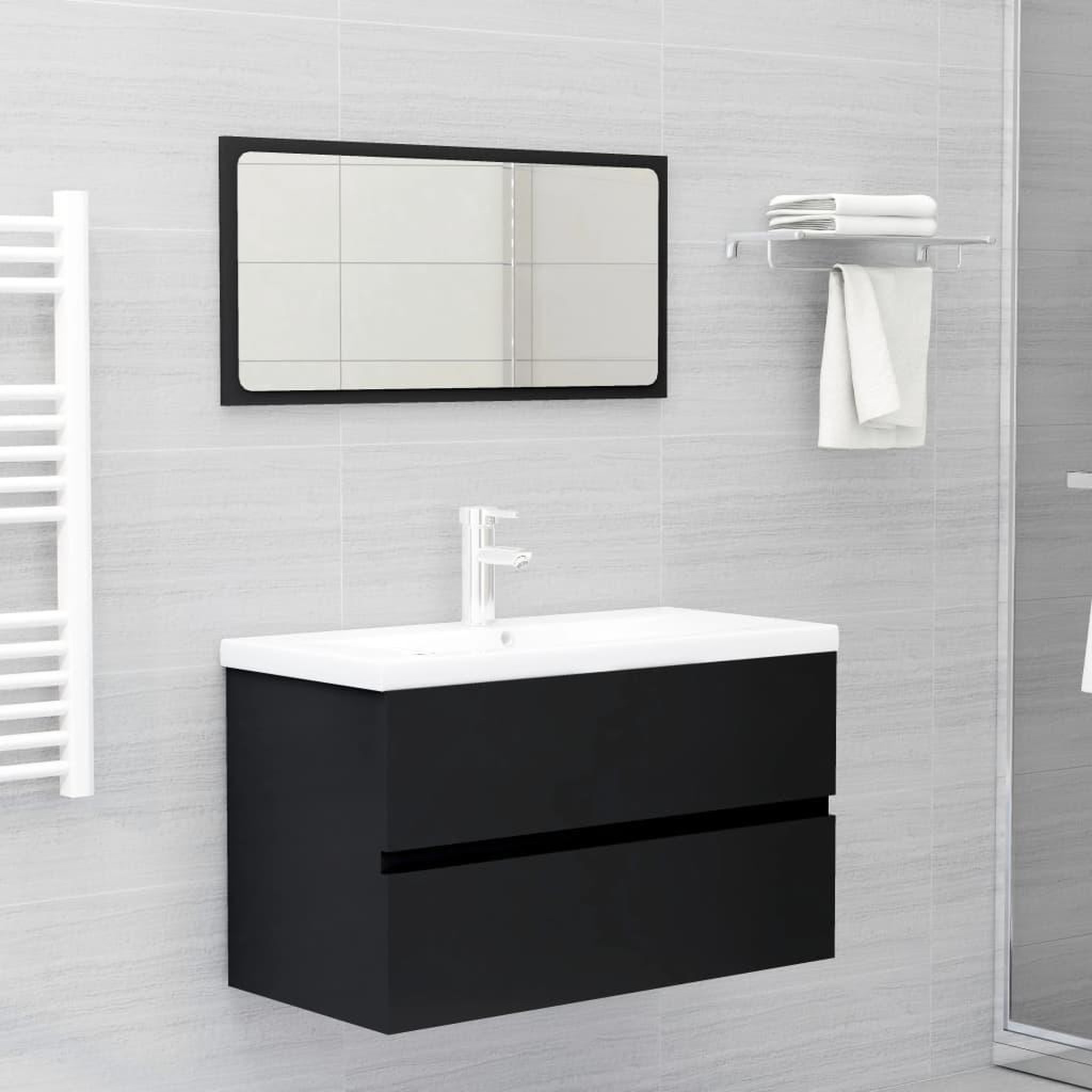 Voir la diapositive 3 : VIDAXL Armoire d'evier avec lavabo integre noir bois d'ingenierie