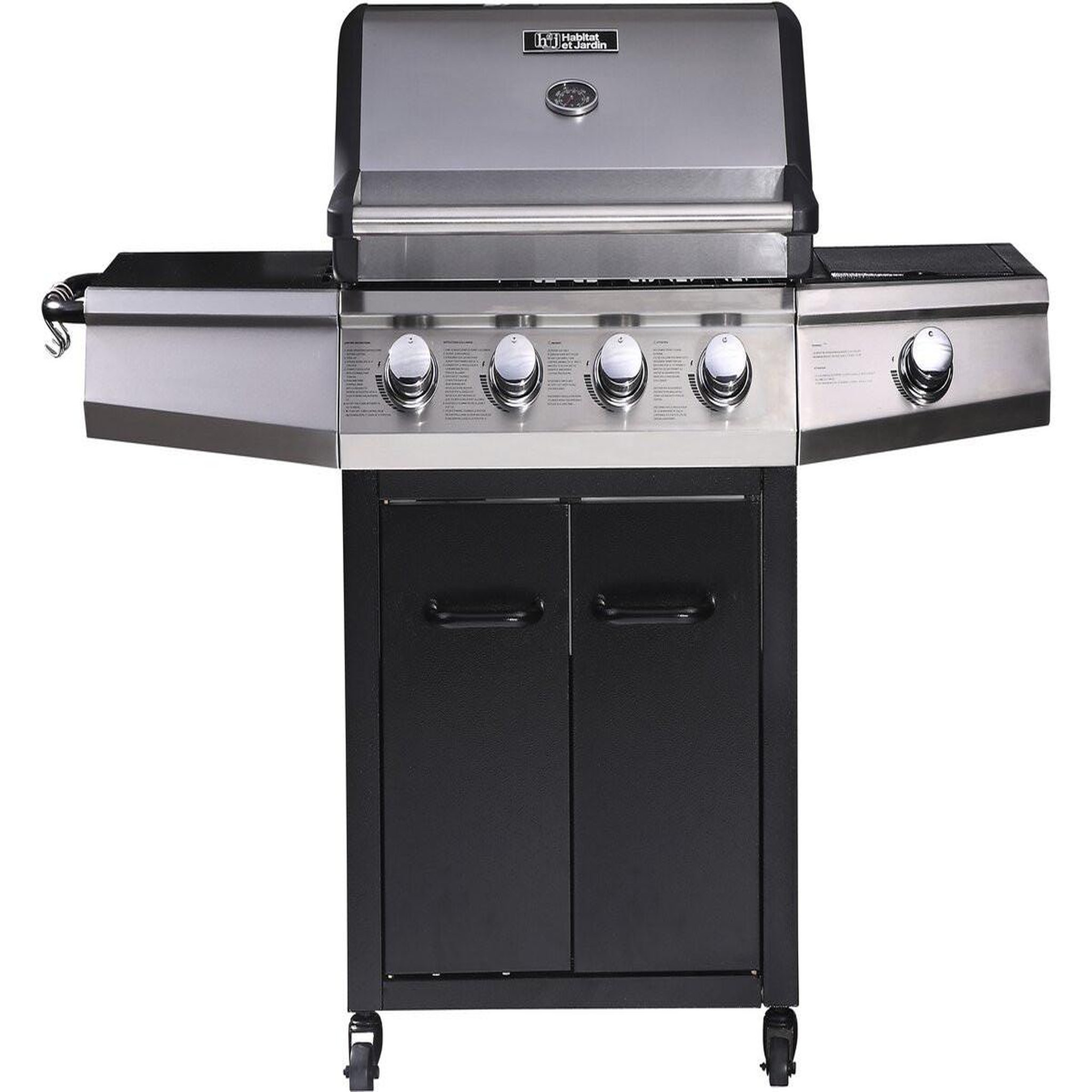 Voir la diapositive 4 : Habitat et Jardin Barbecue gaz  Bingo 5  - 5 Brûleurs dont 1 latéral - 15.2kW + Housse protection - Noir