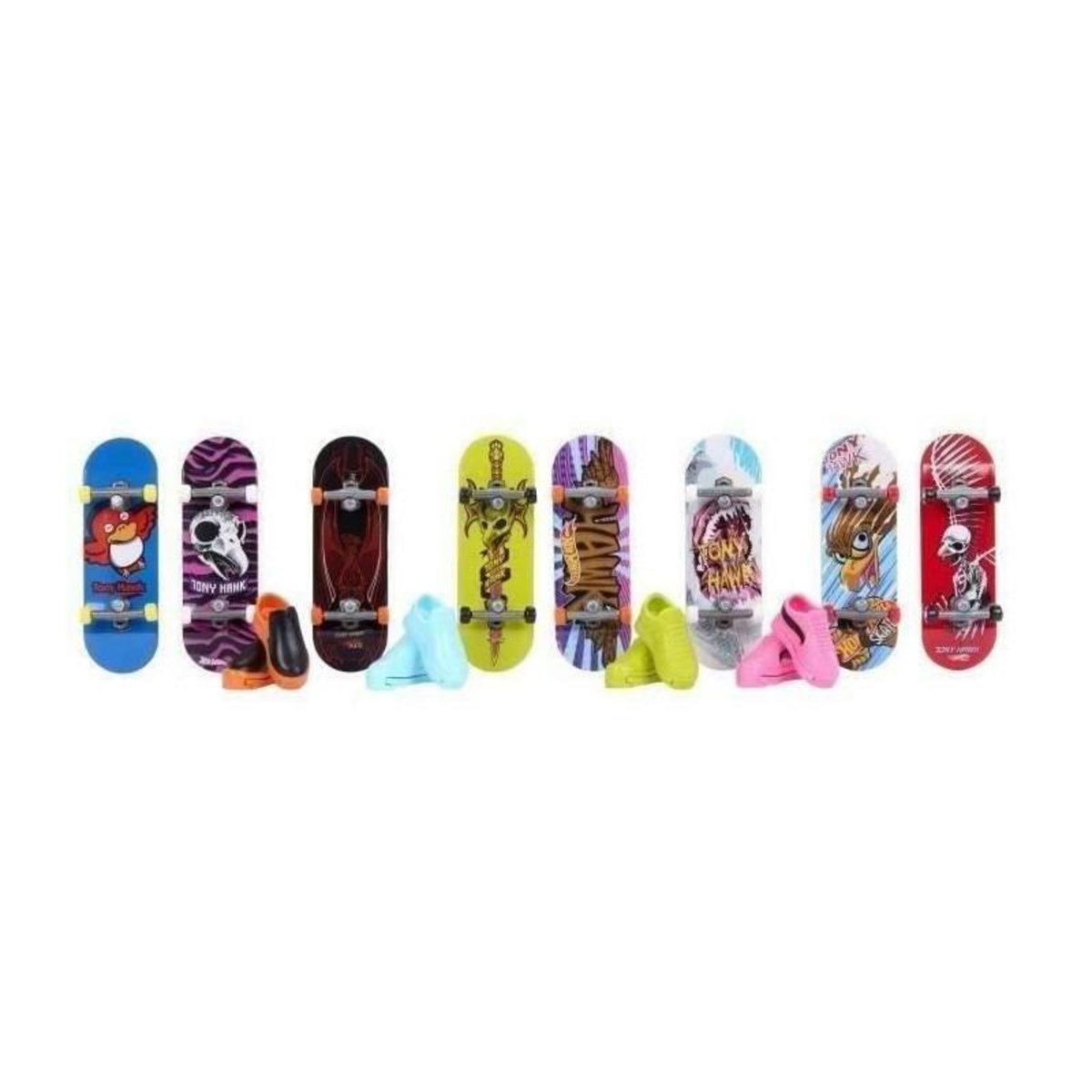 Hot Wheels Pack Fingerskate Tony Hawk - Coffret 8 planches - HOT WHEELS - Multicolore
