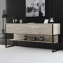 Voir la diapositive 2 : Habitat et Jardin Console en bois  Luxe  - 120 x 30 x 80 cm - Travertin Noir