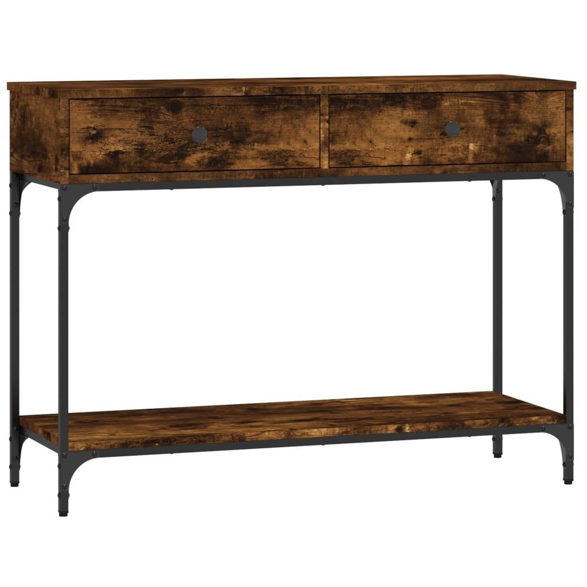 Voir la diapositive 2 : VIDAXL Table console chene fume 100x34,5x75 cm bois d'ingenierie
