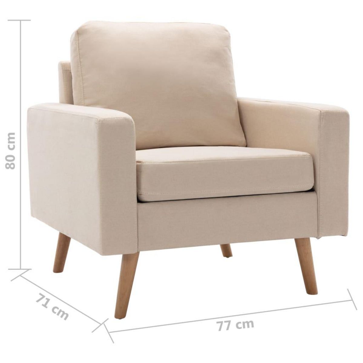 VIDAXL Fauteuil Creme Tissu