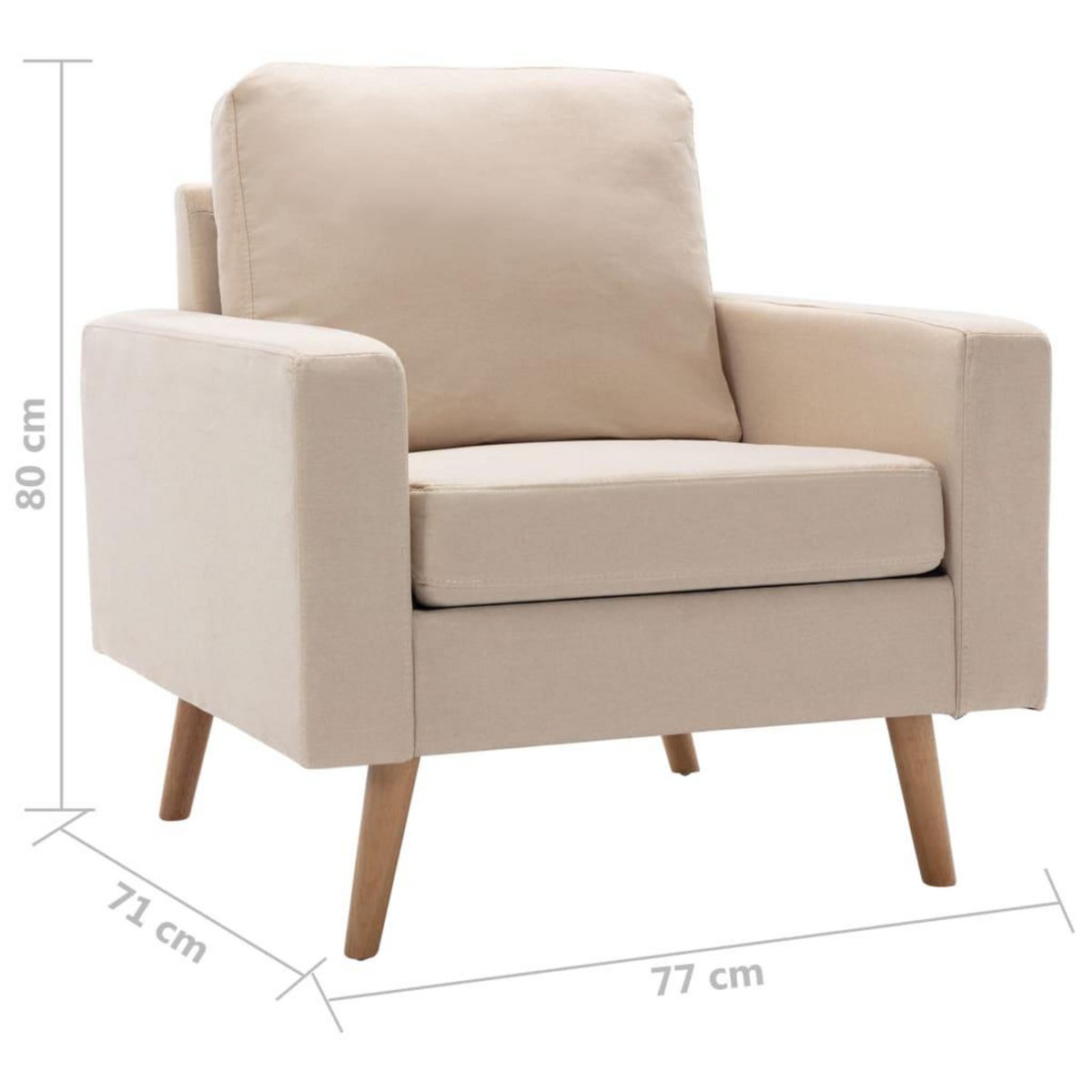 VIDAXL Fauteuil Creme Tissu