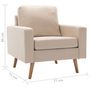 Voir la diapositive 6 : VIDAXL Fauteuil Creme Tissu