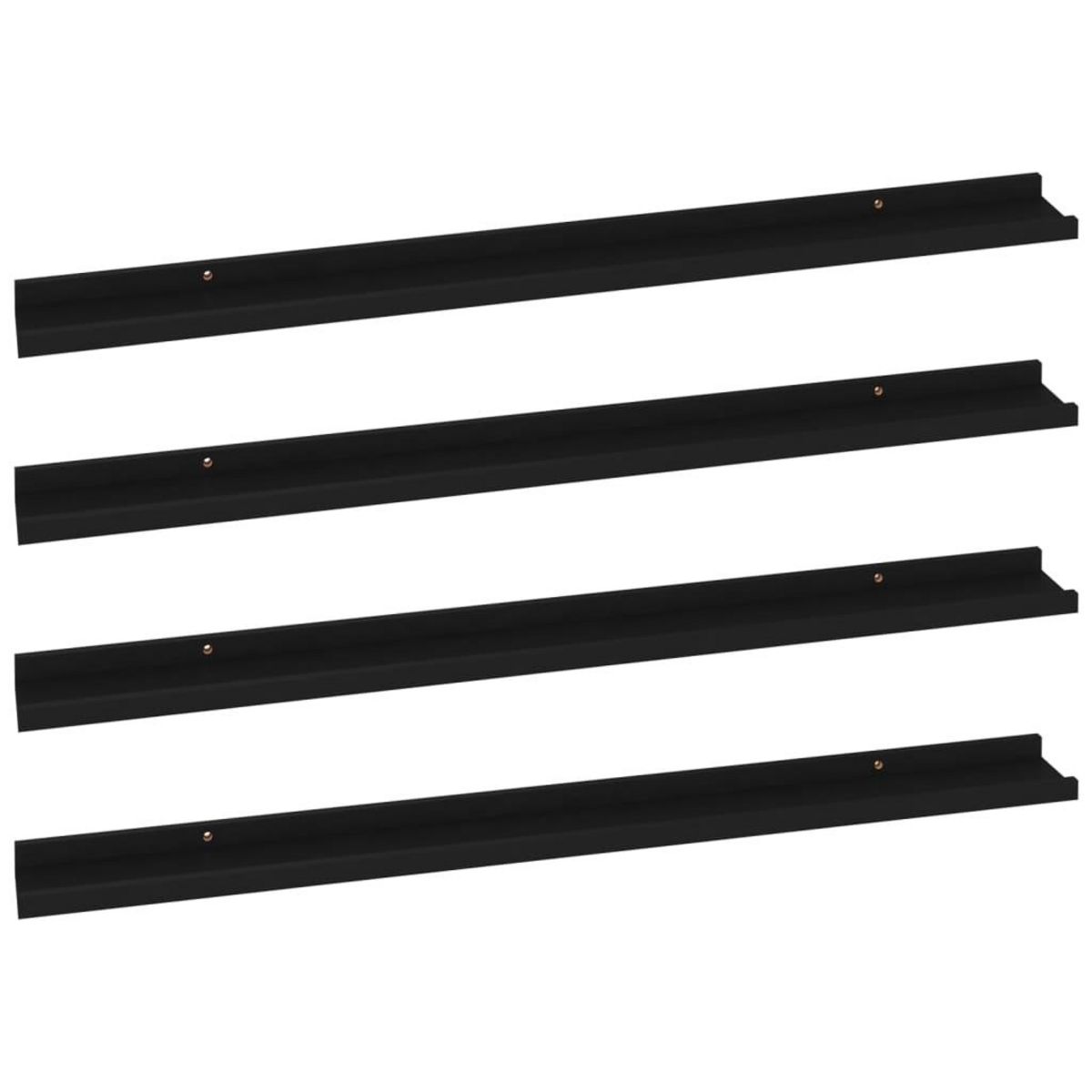 VIDAXL Etageres murales 4 pcs Noir 100x9x3 cm