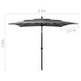 Voir la diapositive 6 : VIDAXL Parasol de jardin a 3 niveaux avec mat en aluminium anthracite
