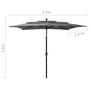 Voir la diapositive 6 : VIDAXL Parasol de jardin a 3 niveaux avec mat en aluminium anthracite