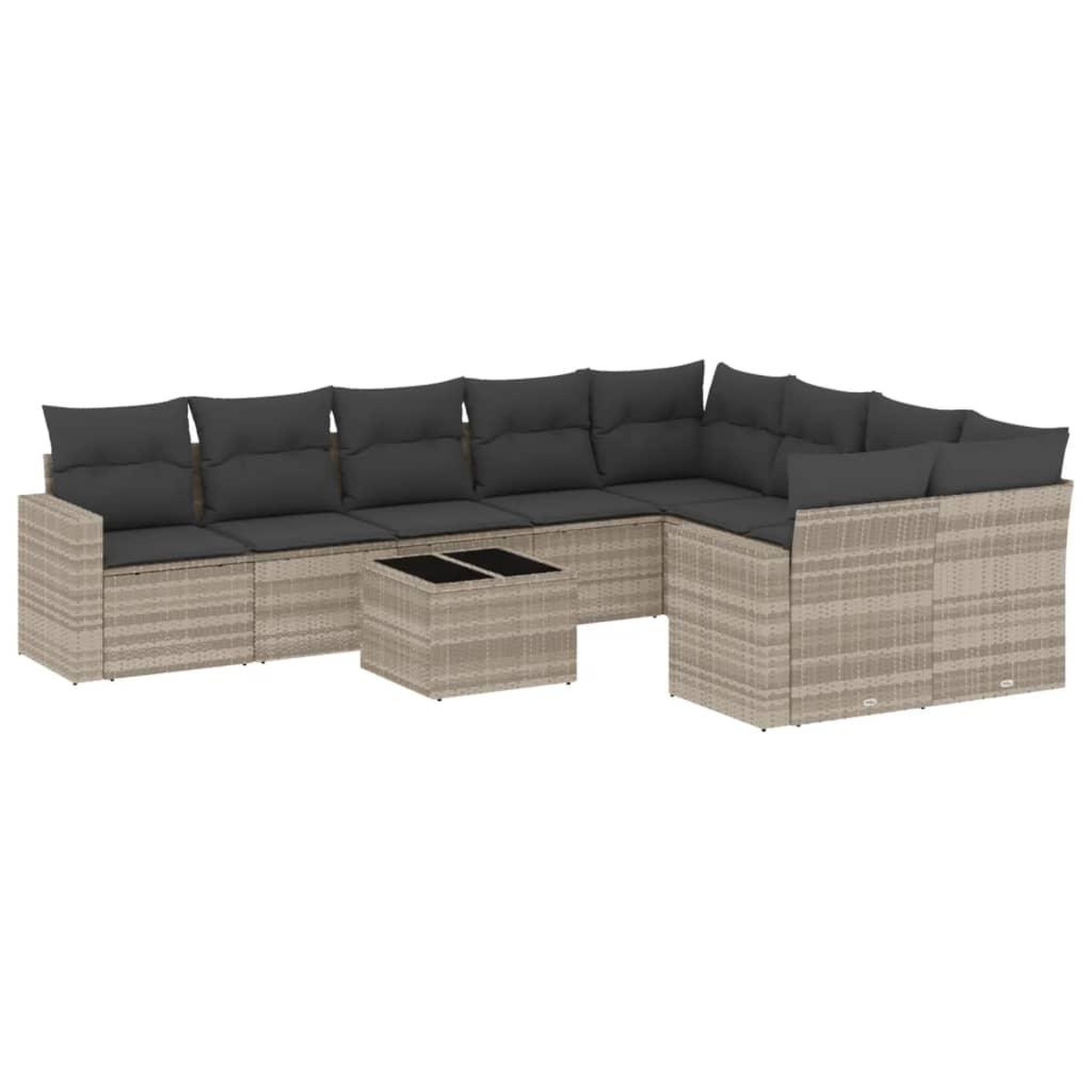Voir la diapositive 2 : VIDAXL Salon de jardin avec coussins 10 pcs gris clair resine tressee