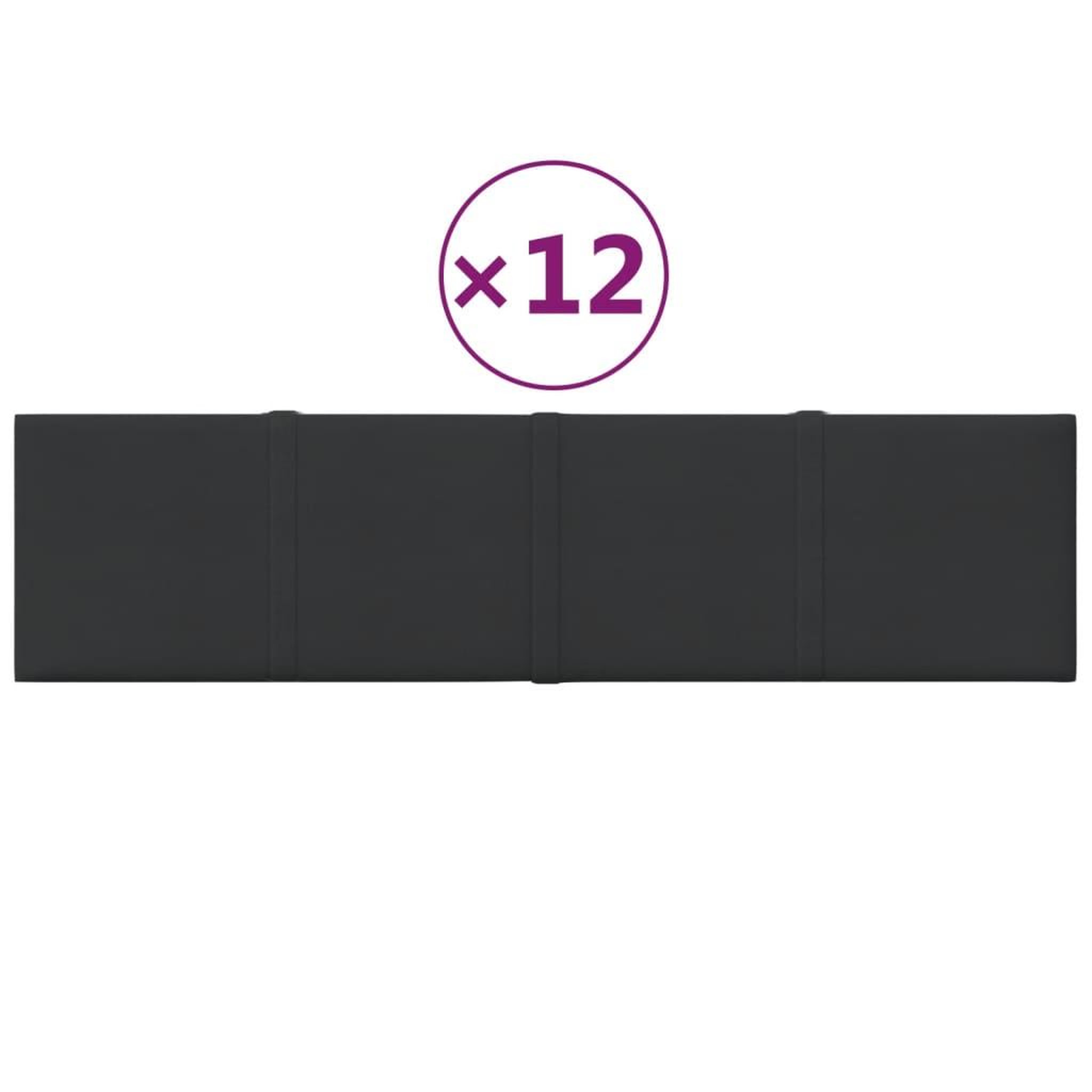 Voir la diapositive 2 : VIDAXL Panneaux muraux 12 pcs Noir 60x15 cm Tissu 1,08 m^2