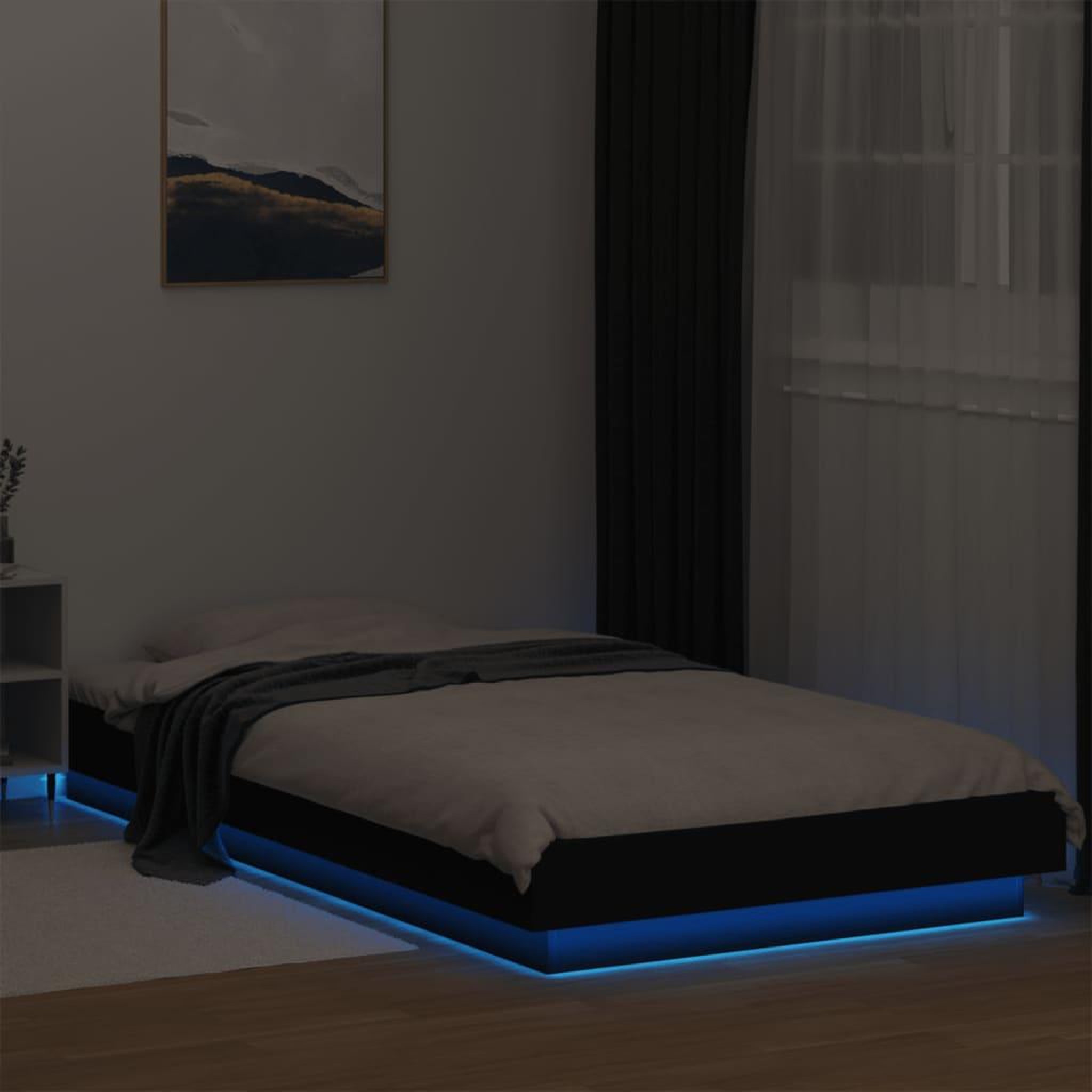 Voir la diapositive 4 : VIDAXL Cadre de lit avec lumieres LED sans matelas noir 90x190 cm