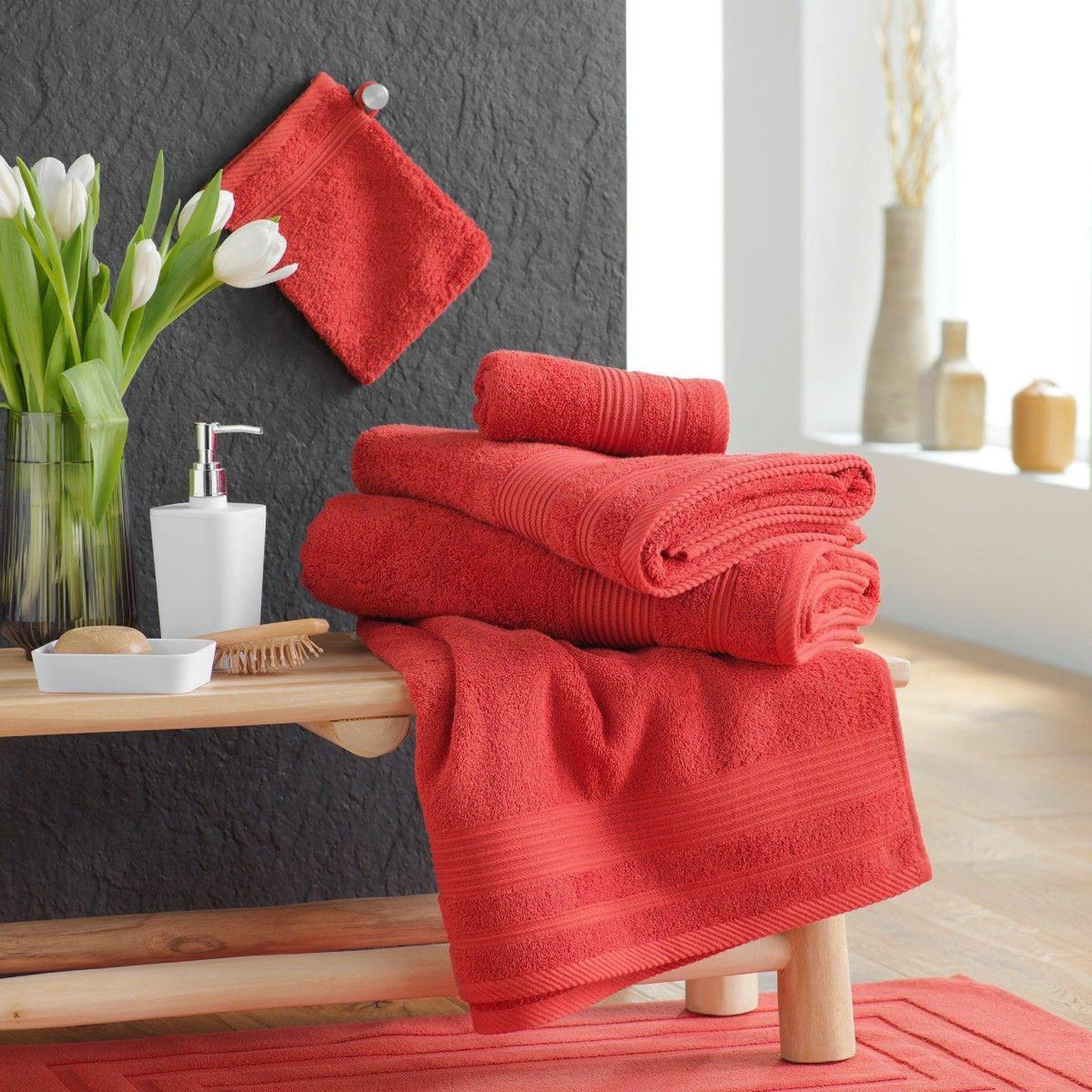 Voir la diapositive 4 : Douceur d'Intérieur Drap de douche  tendresse  70x130cm terracotta