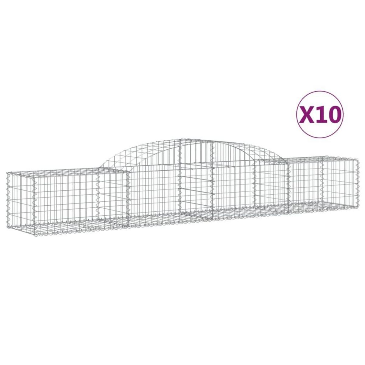 VIDAXL Paniers a gabions arques 10 pcs 300x50x40/60 cm fer galvanise