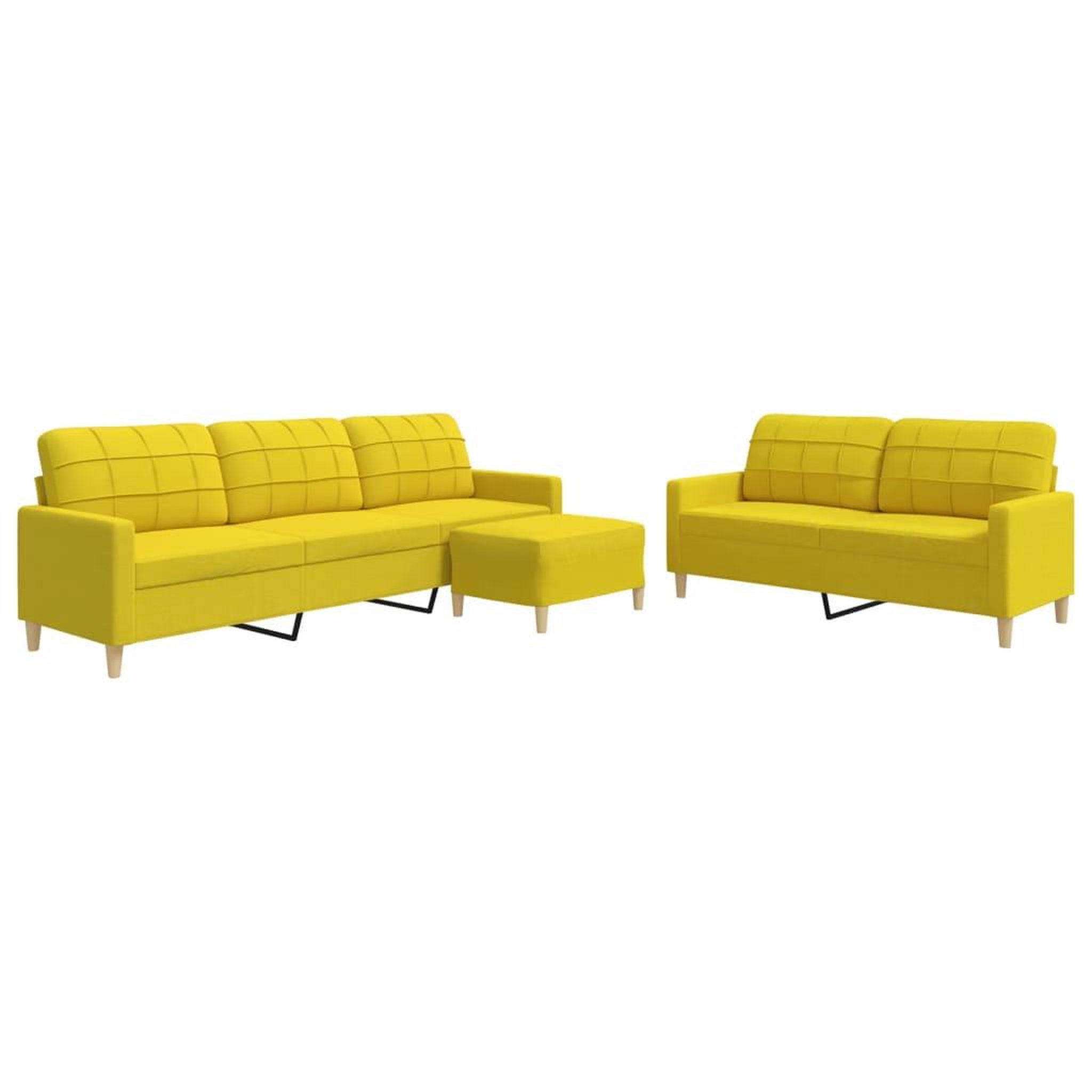 Voir la diapositive 2 : VIDAXL Ensemble de canapes 3 pcs avec repose-pied jaune clair tissu