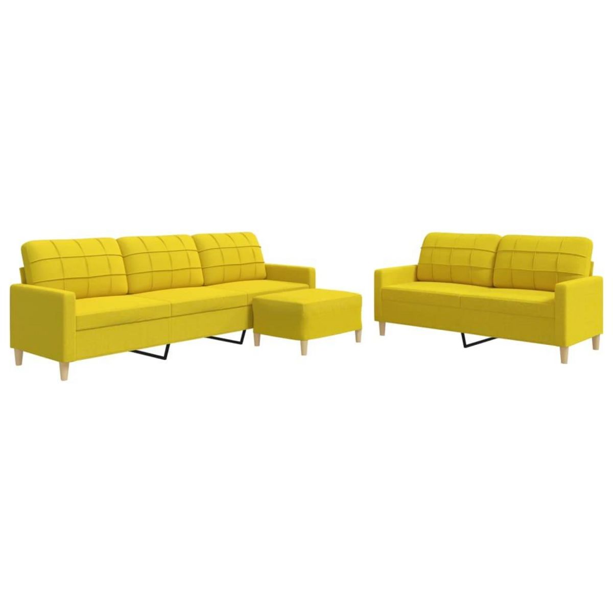 VIDAXL Ensemble de canapes 3 pcs avec repose-pied jaune clair tissu