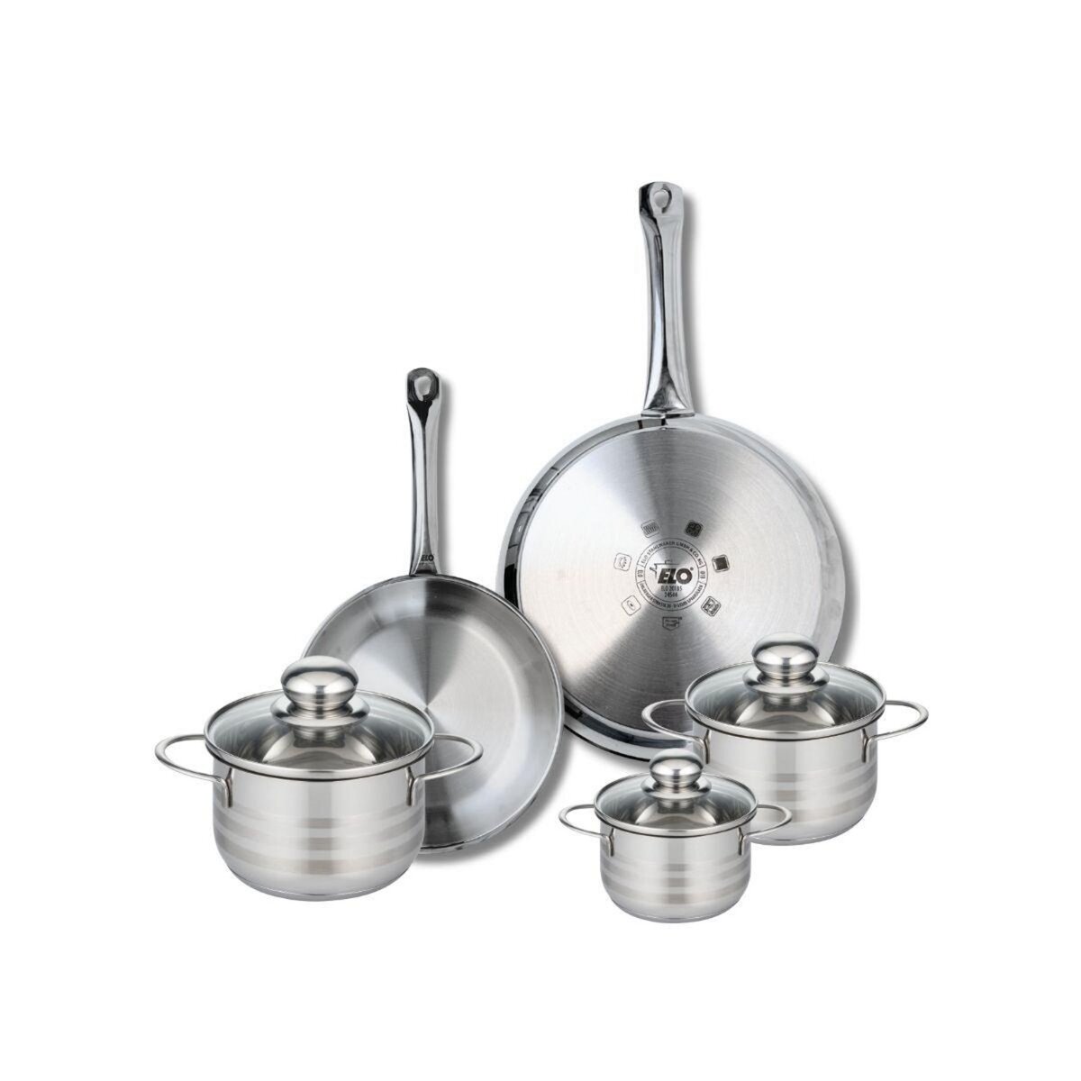 ELO Ensemble de 2 Poêles de cuisson 24 et 28 cm et 3 faitouts 12, 14 et 16 cm Elo Profi Brillant