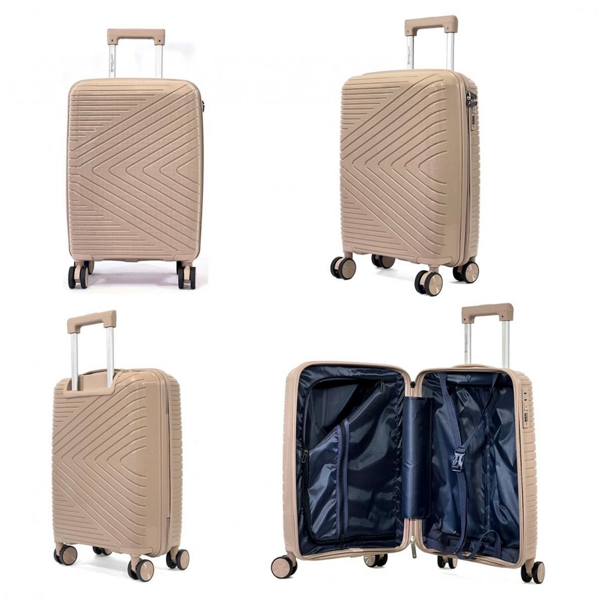 Bleucerise Lot 3 valises rigides dont 1 valise cabine Travel Light TSA Polypropylène