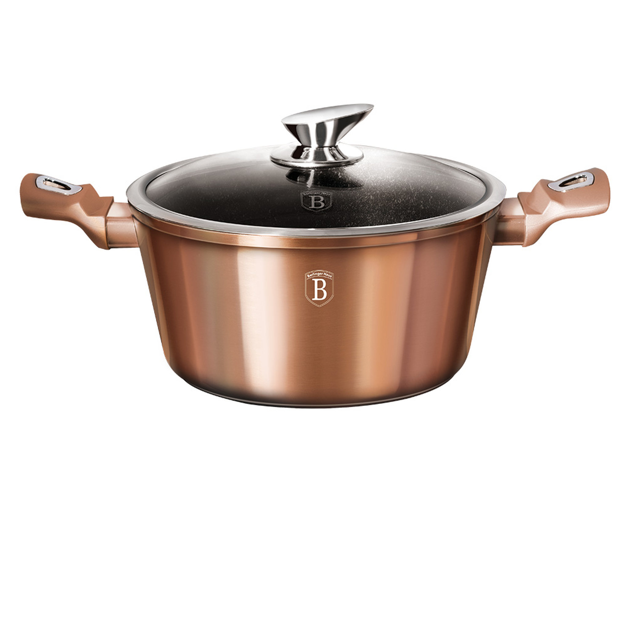 BERLINGER HAUS Faitout avec couvercle en verre induction 24 cm Aluminium forgé Cuivre métal