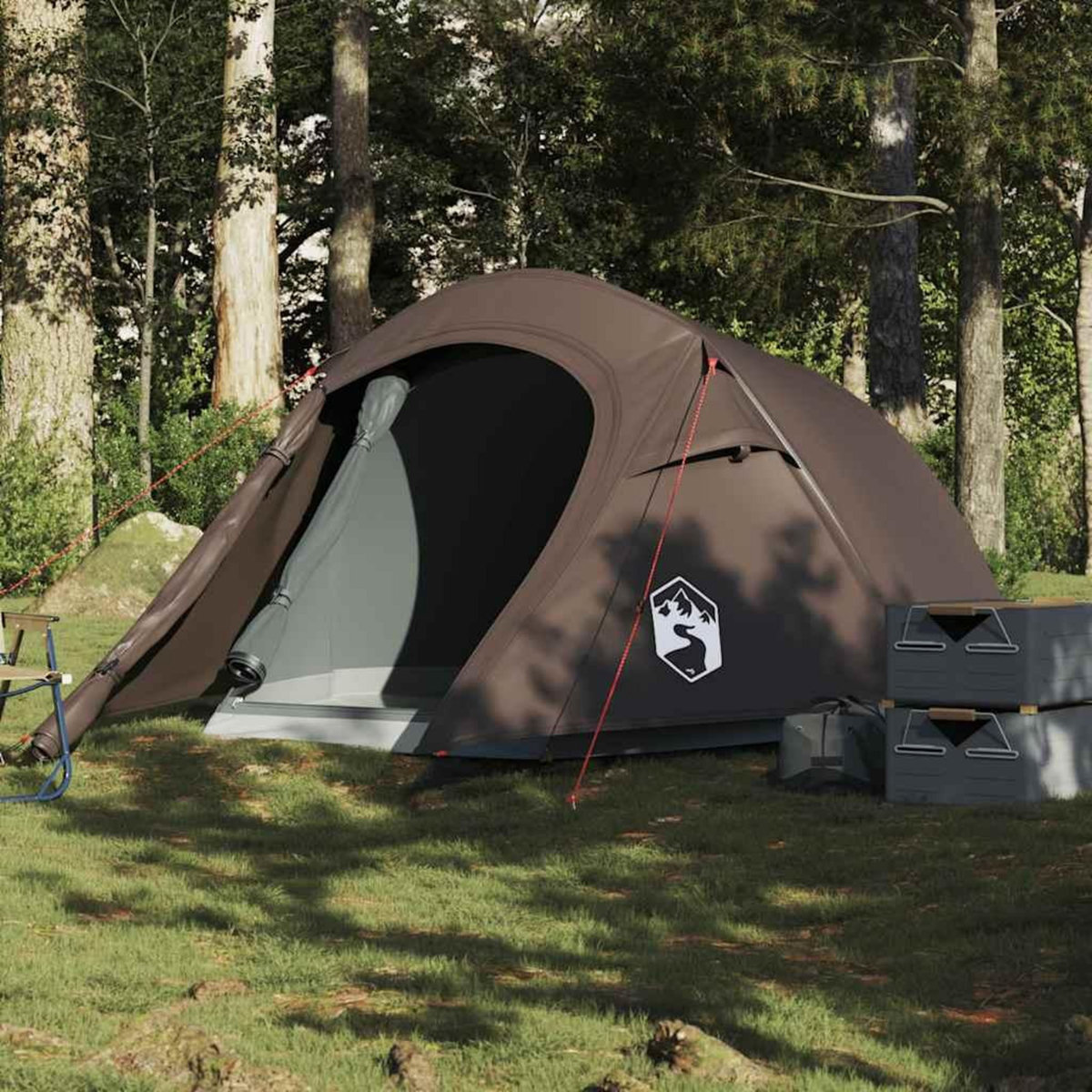 VIDAXL Tente de camping tunnel 3 personnes marron impermeable