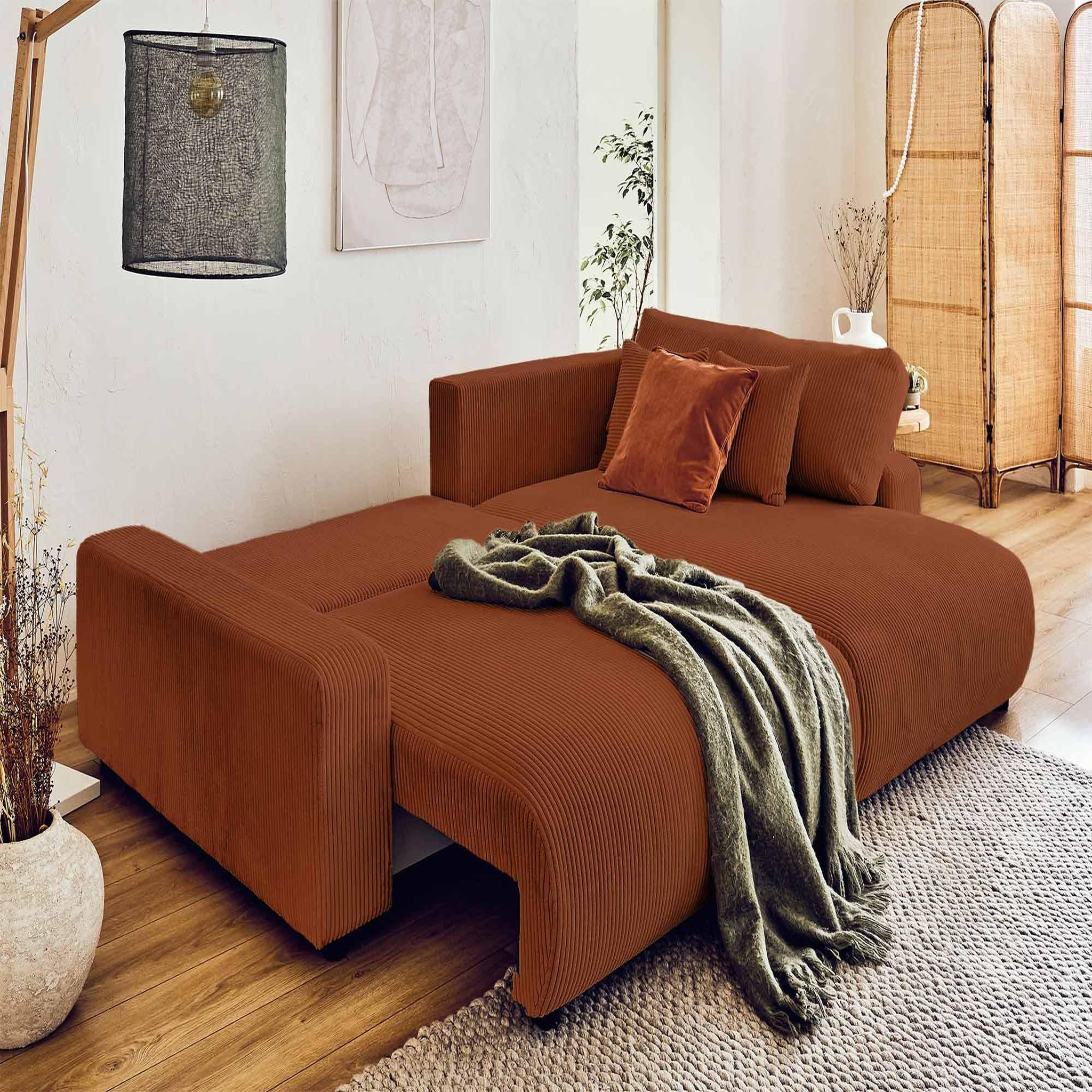 Voir la diapositive 2 : BEST MOBILIER Pivoine - canapé d'angle réversible - 4 places - convertible avec coffre - en velours côtelé