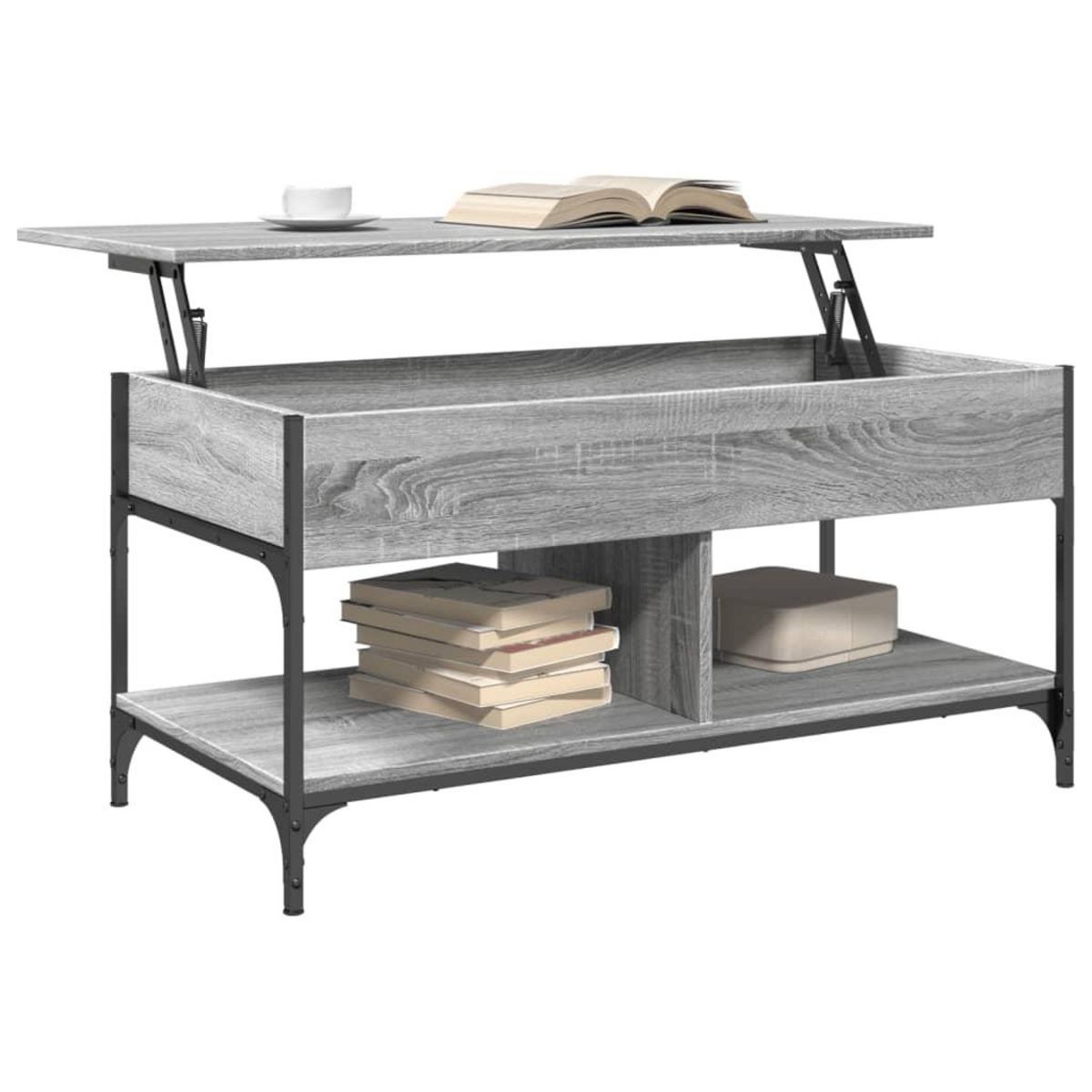 VIDAXL Table basse sonoma gris 100x50x50 cm bois d'ingenierie et metal