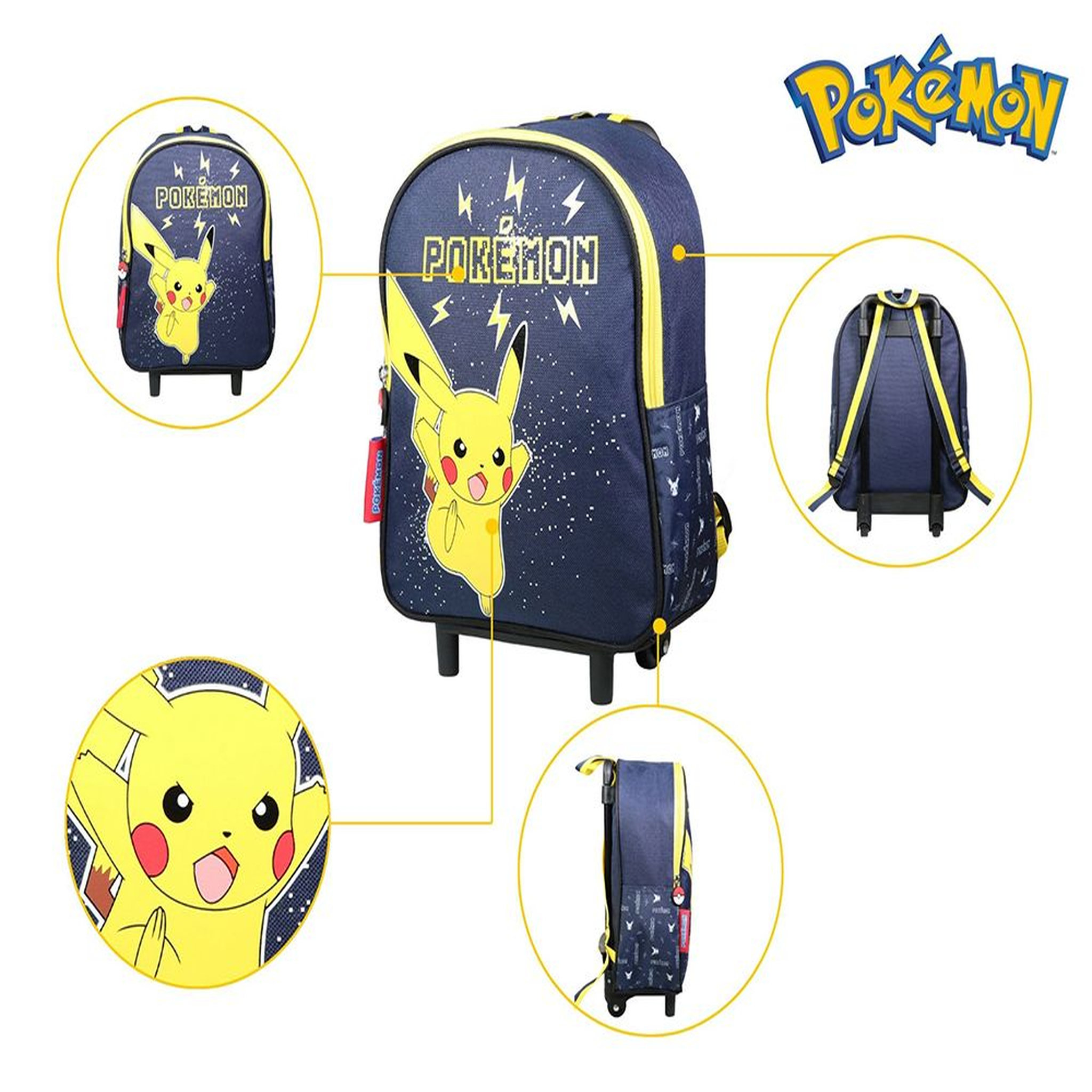 Voir la diapositive 5 : Bagtrotter BAGTROTTER Sac à dos à roulettes 31 cm Pokemon Bleu