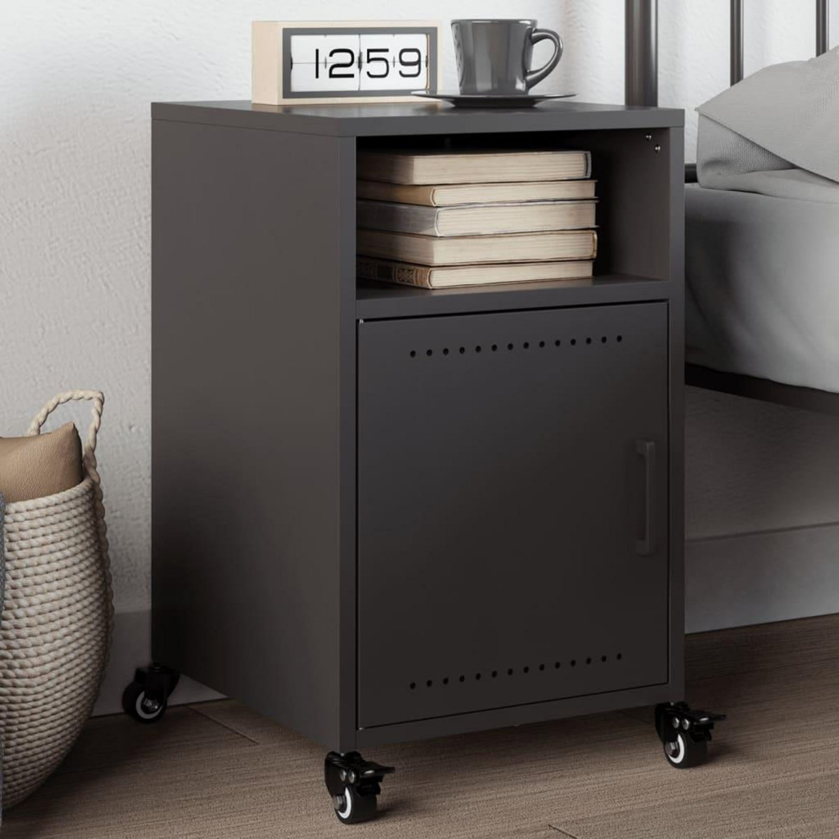VIDAXL Table de chevet noir 36x39x59 cm acier