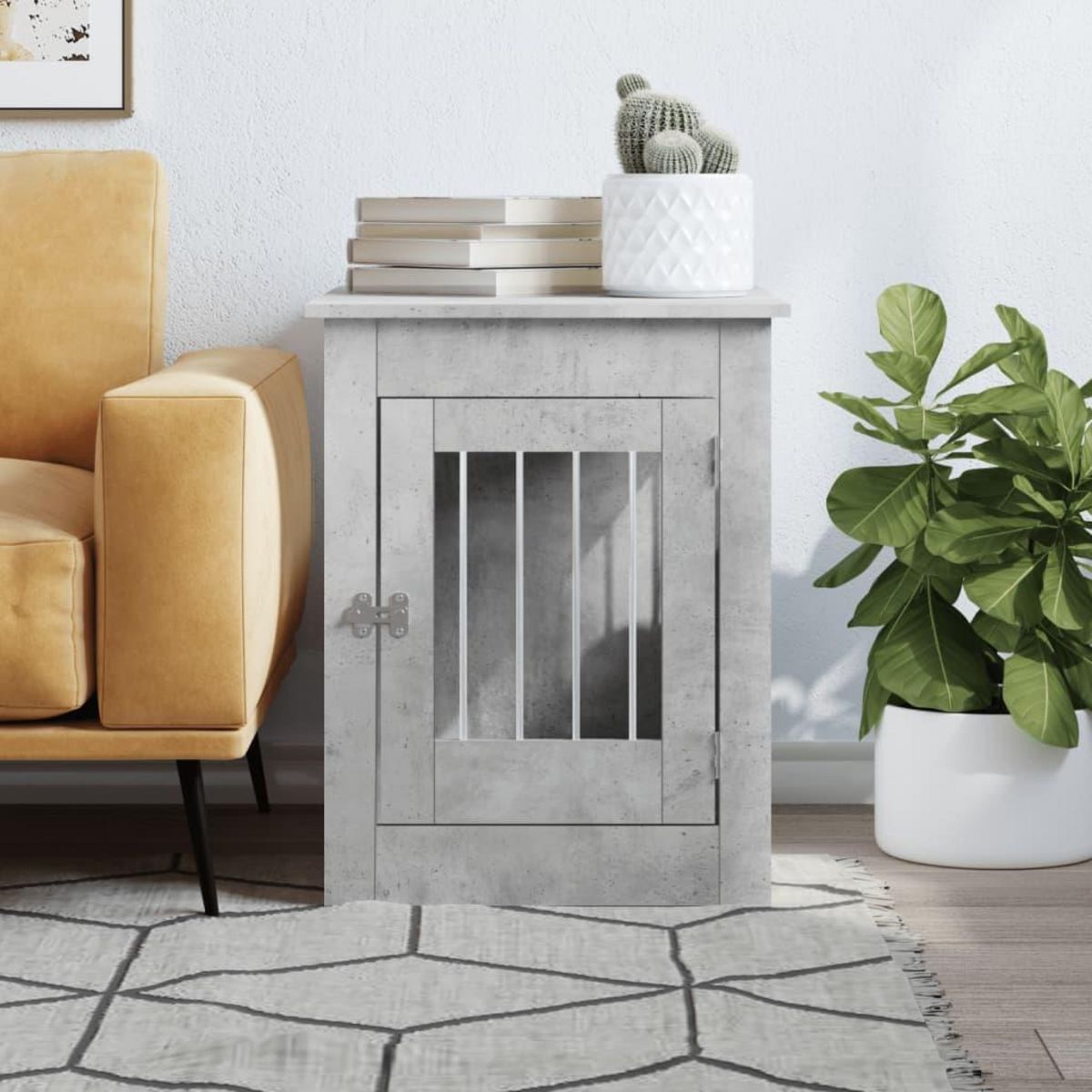 VIDAXL Meuble de cage pour chiens gris beton 55x80x68 cm