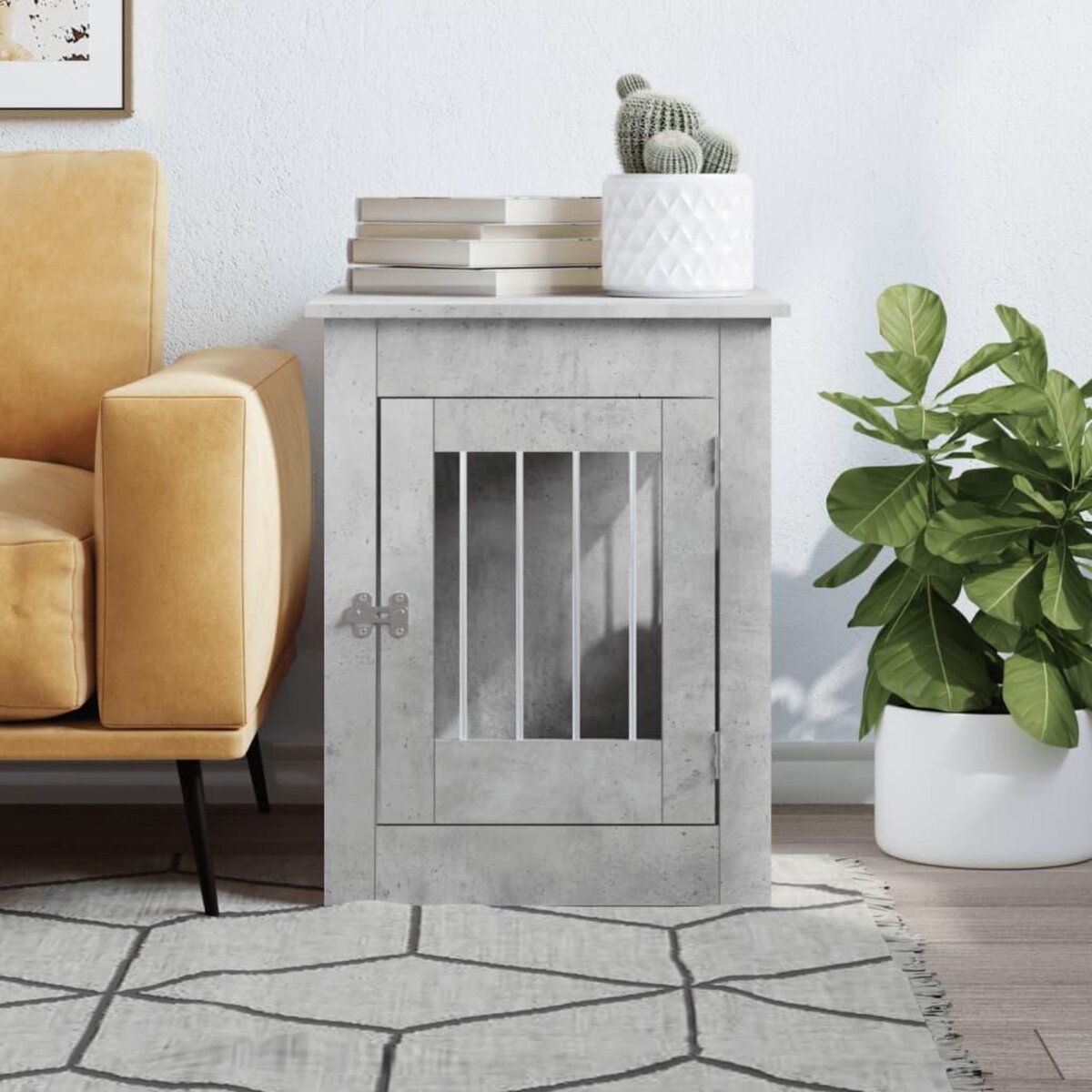 VIDAXL Meuble de cage pour chiens gris beton 55x80x68 cm