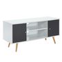 Voir la diapositive 3 : Meuble TV  2 portes pieds bois massif L116cm MALMO
