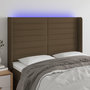 Voir la diapositive 1 : VIDAXL Tete de lit a LED Marron fonce 147x16x118/128 cm Tissu