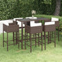 Voir la diapositive 1 : VIDAXL Ensemble de bar de jardin 7pcs coussins Resine tressee Marron