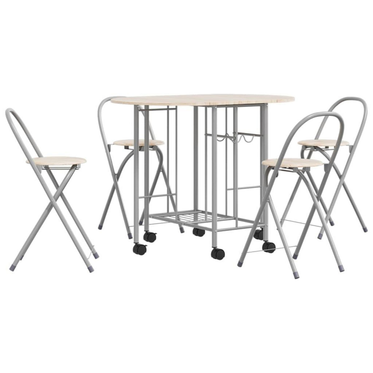VIDAXL Ensemble de salle a manger pliable 5 pieces MDF