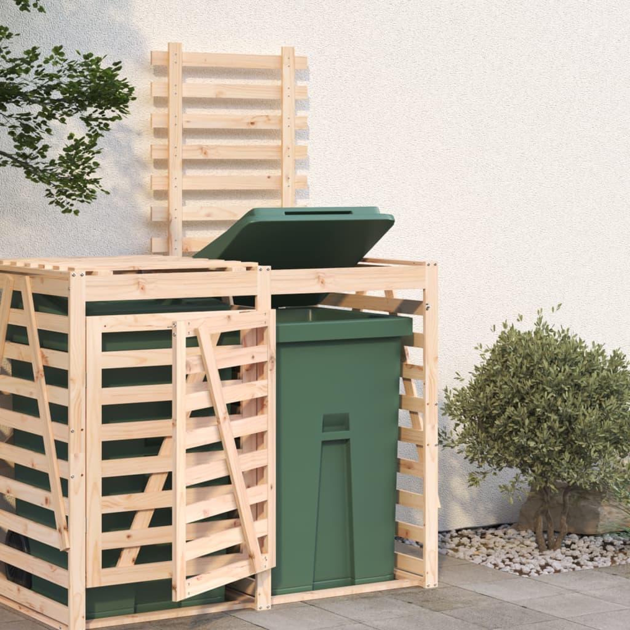 VIDAXL Extension d'abri pour poubelle sur roulettes bois massif pin