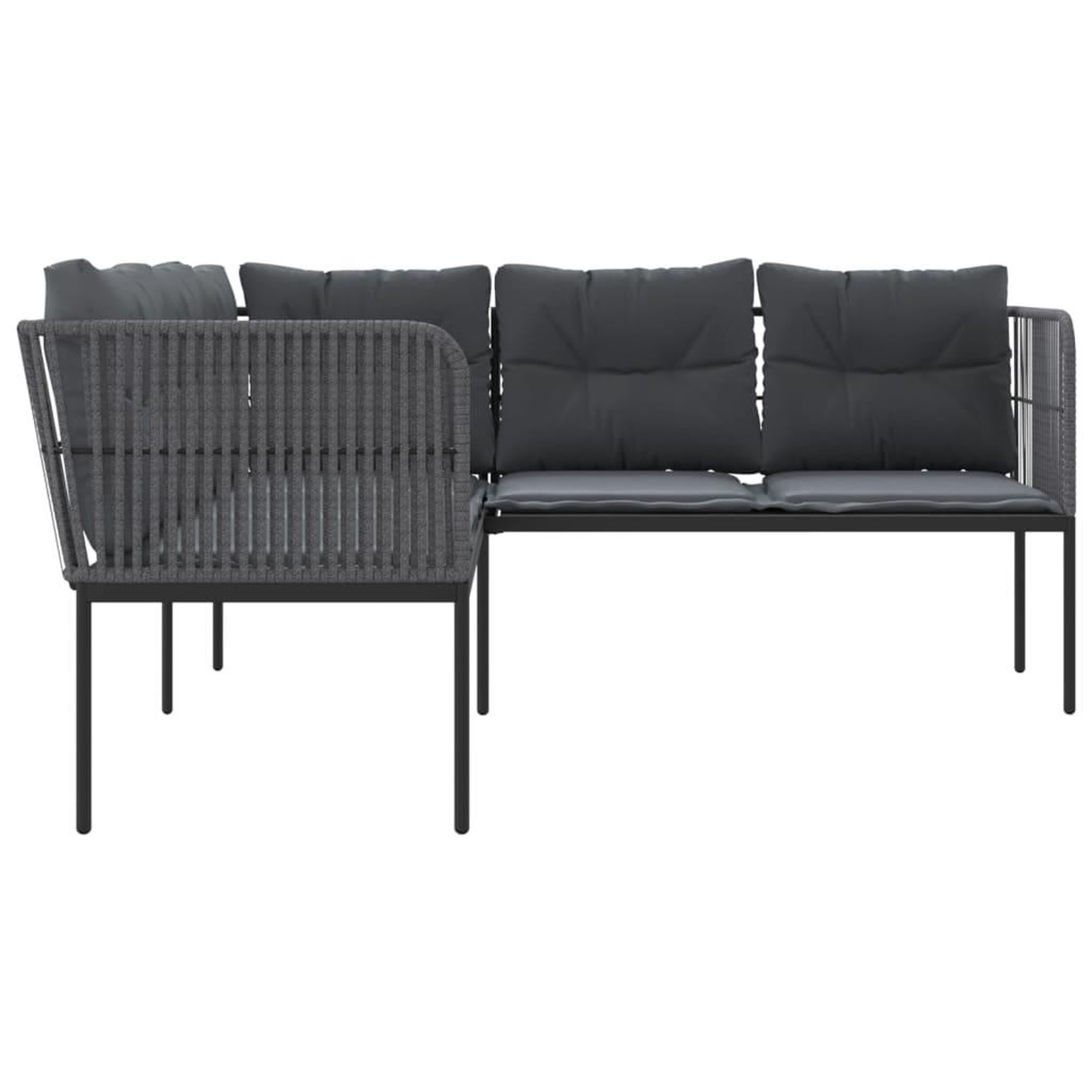 Voir la diapositive 5 : VIDAXL Canape de jardin avec coussins forme de L noir acier textilene