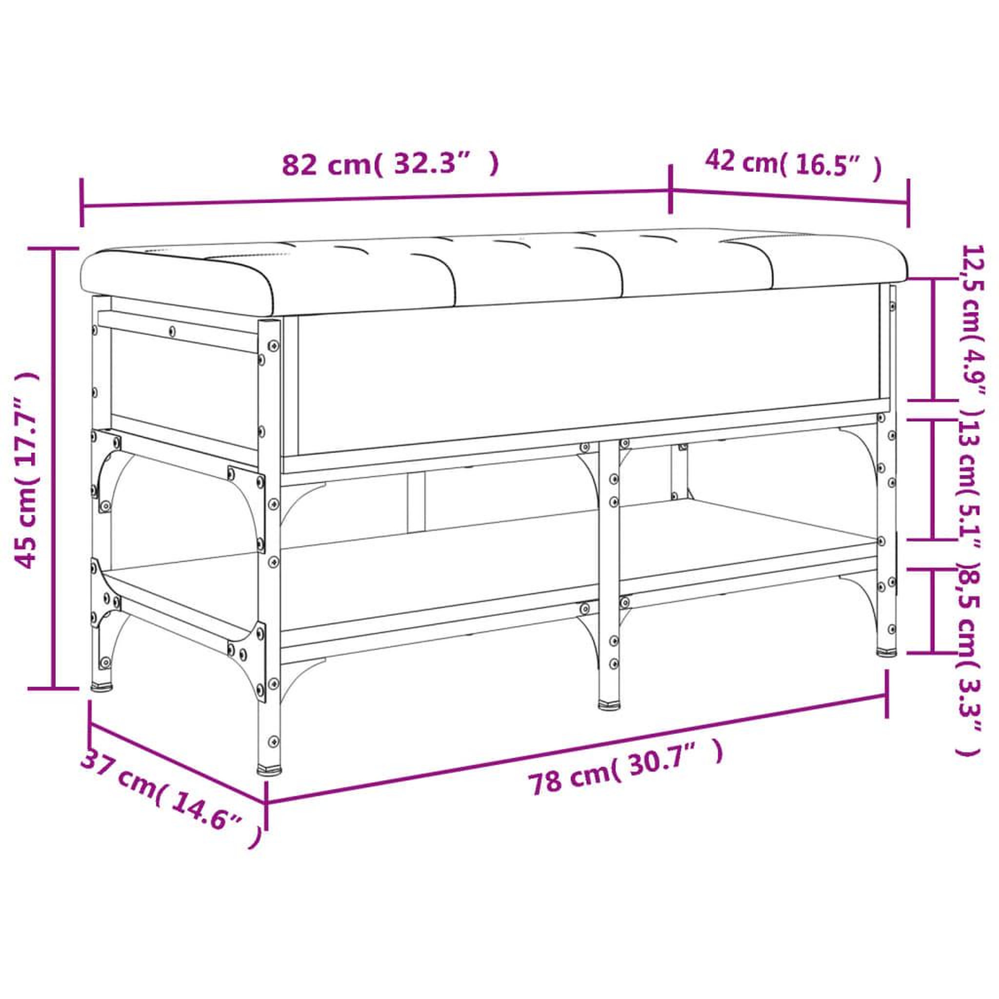 Voir la diapositive 6 : VIDAXL Banc a chaussures chene fume 82x42x45 cm bois d'ingenierie