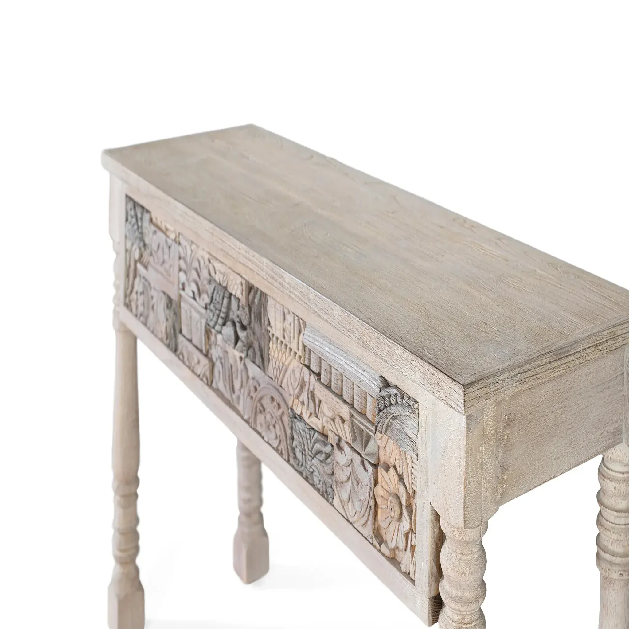 Voir la diapositive 2 : GINER Y COLOMER SL Console en bois de chêne récupéré 120cm style boho ethnique