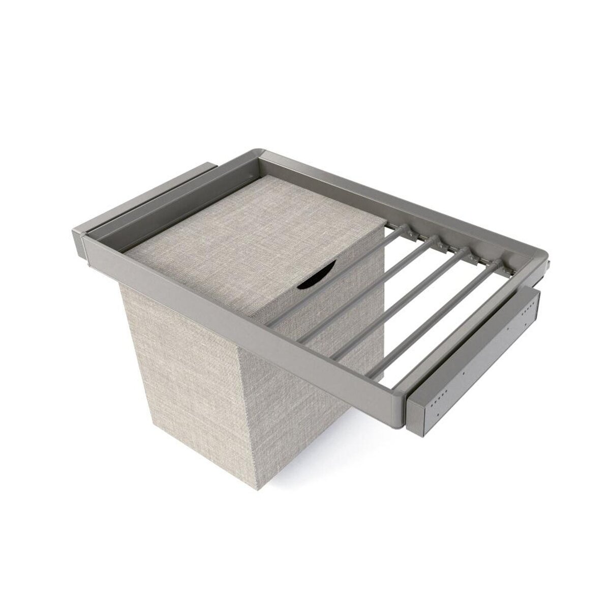 EMUCA SRL Kit de porte-pantalon à 7tringles -  panier et rack ajustable Quartz pour armoires -  glissières extension totale et à fermeture douce -  Module 80cm -  Finition Titane