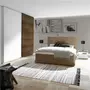 NOUVOMEUBLE Chambre à coucher moderne blanc et couleur noyer foncé DELFINO lit 160 cm