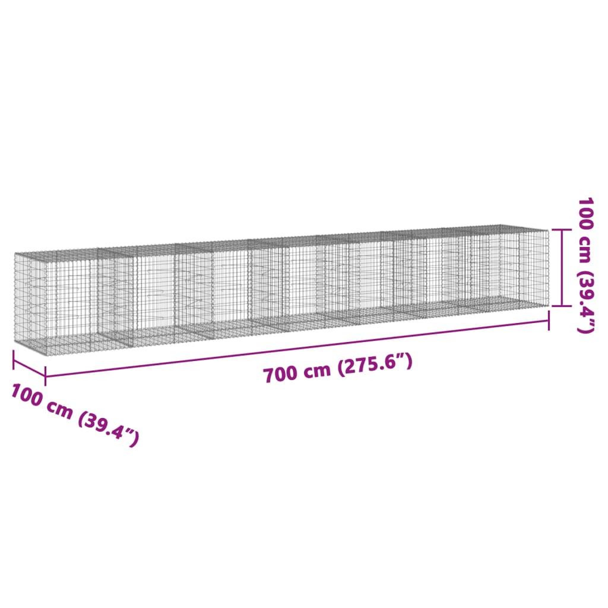 Voir la diapositive 6 : VIDAXL Panier gabion avec couvercle 700x100x100 cm fer galvanise