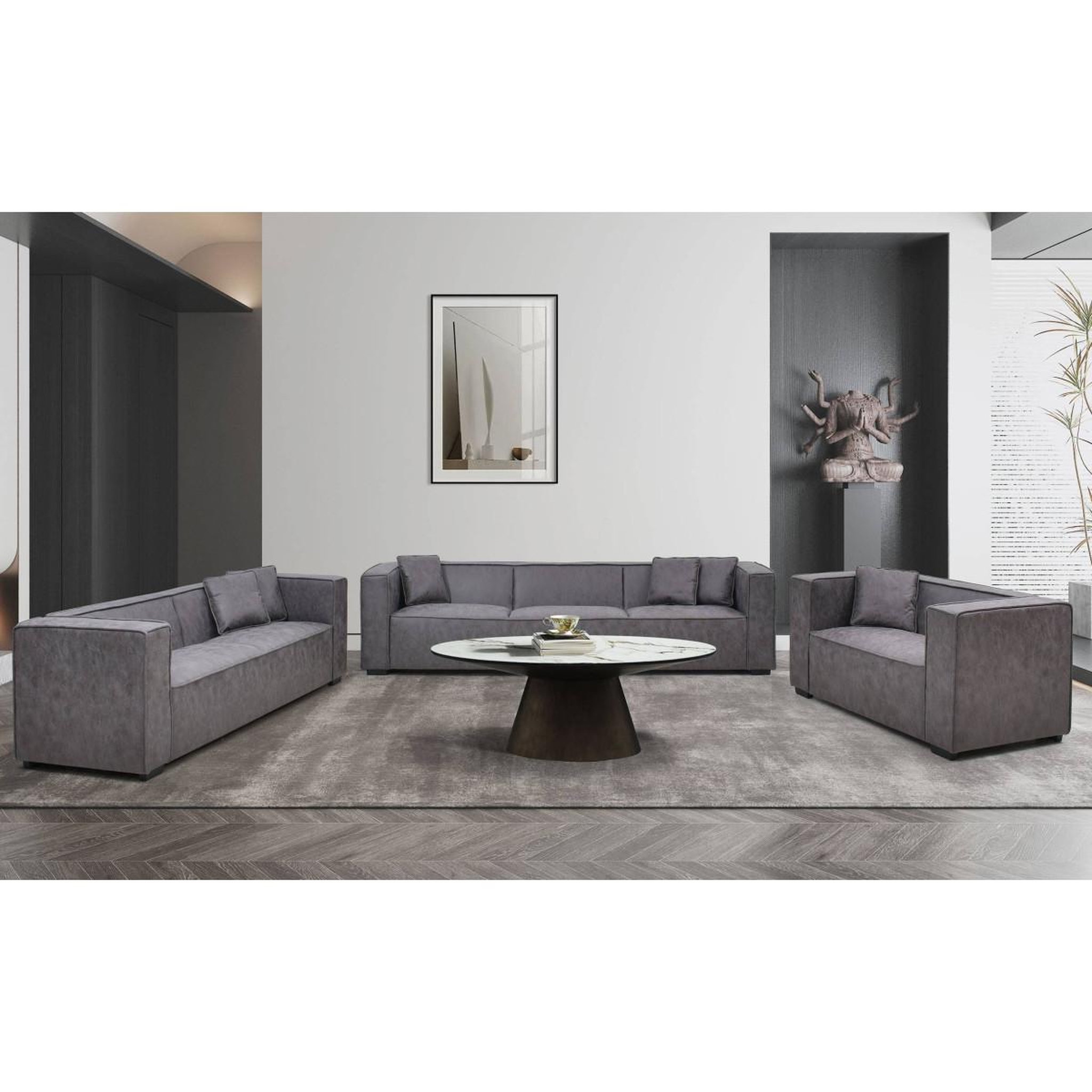 Voir la diapositive 4 : Paris Prix Fauteuil Large en Tissu  Brock  146cm Gris