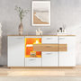 Voir la diapositive 2 : MERAX Buffet 2 porte(s) 4 tiroir(s) - 160 cm naturel+blanc led mdf