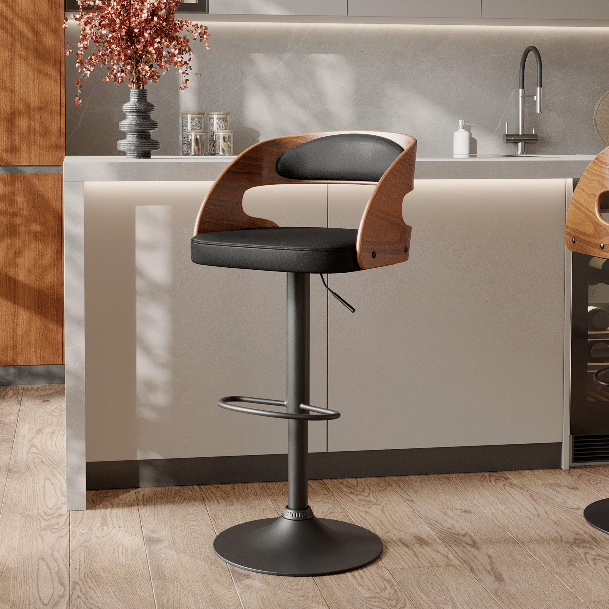Voir la diapositive 2 : MAISON PAVANE Chaise de bar réglable 62/84 cm en cuir synthétique noir-louis