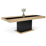 ID MARKET Table à manger extensible rectangle EDEN 6-10 personnes bois et noir bande centrale noire 160-200 cm