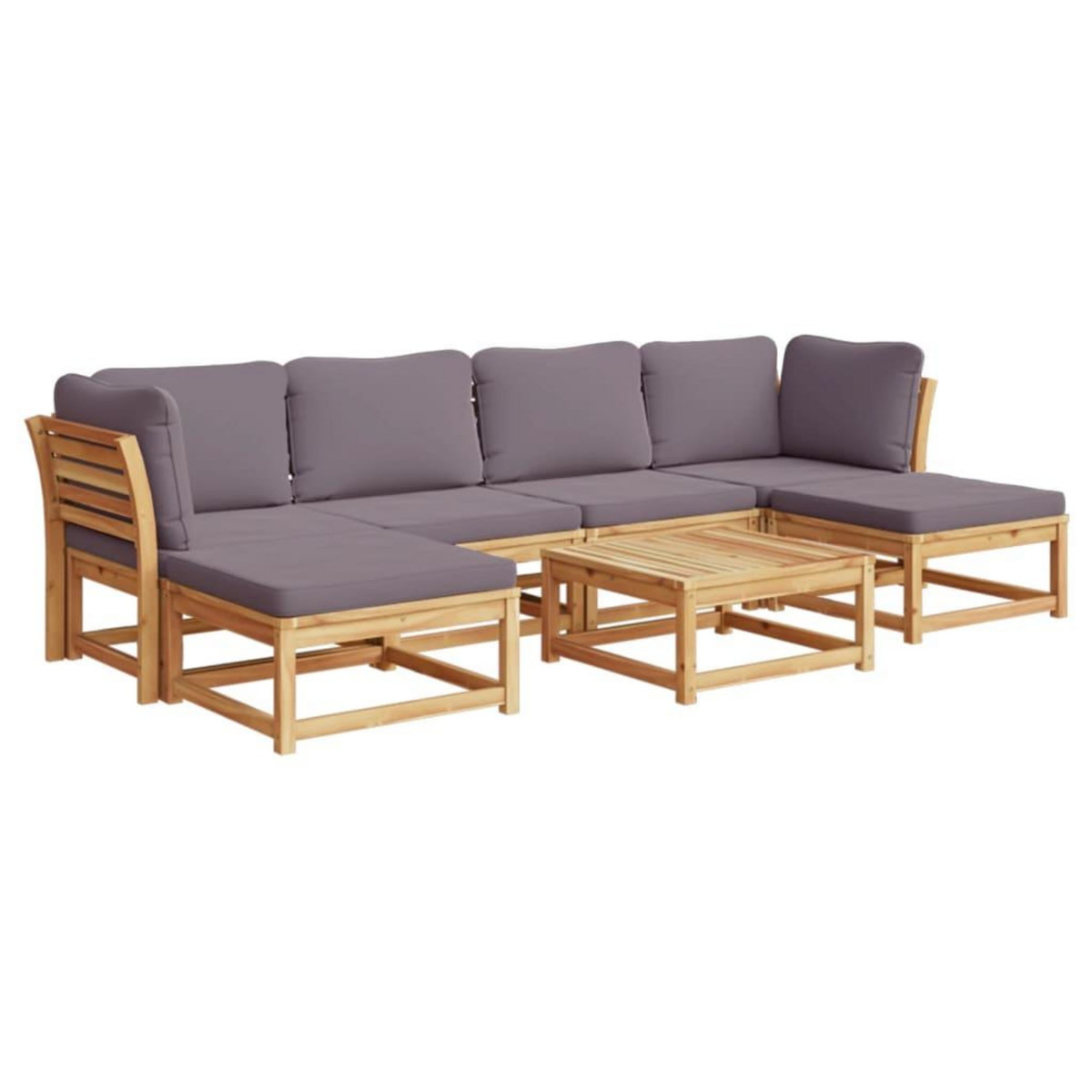 VIDAXL Salon de jardin avec coussins 7 pcs bois massif d'acacia